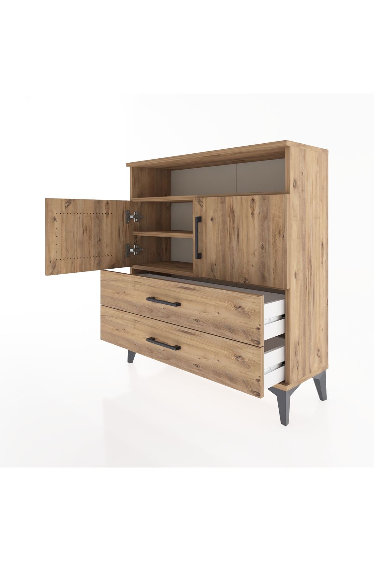 Arges Şifonyer 3 Raflı 2 Çekmeceli 2 Kapaklı 88x30x96 - S04M039V9A