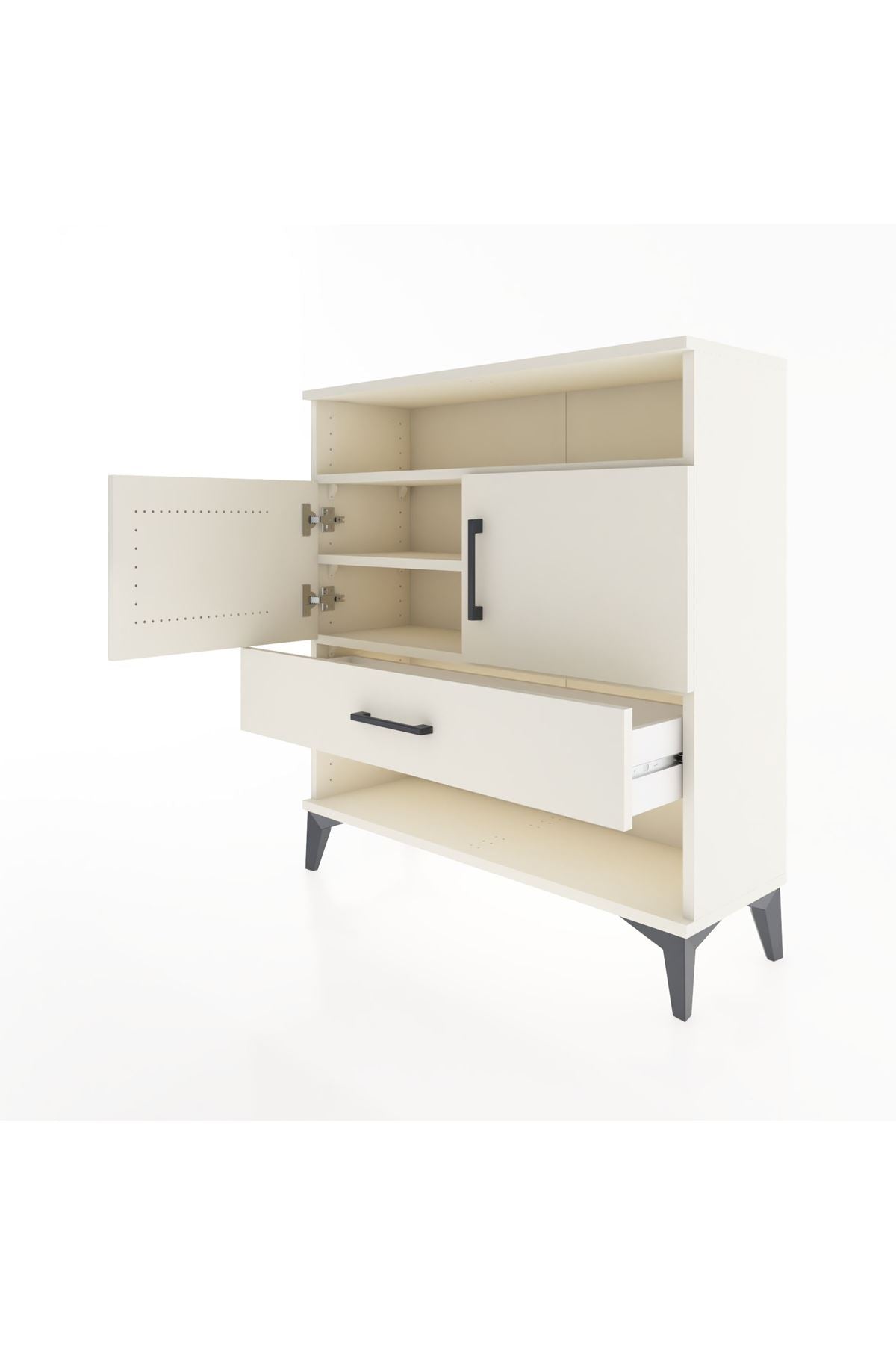 Arges Şifonyer 3 Raflı Tek Çekmeceli 2 Kapaklı 88x30x96 - S04M040V1A