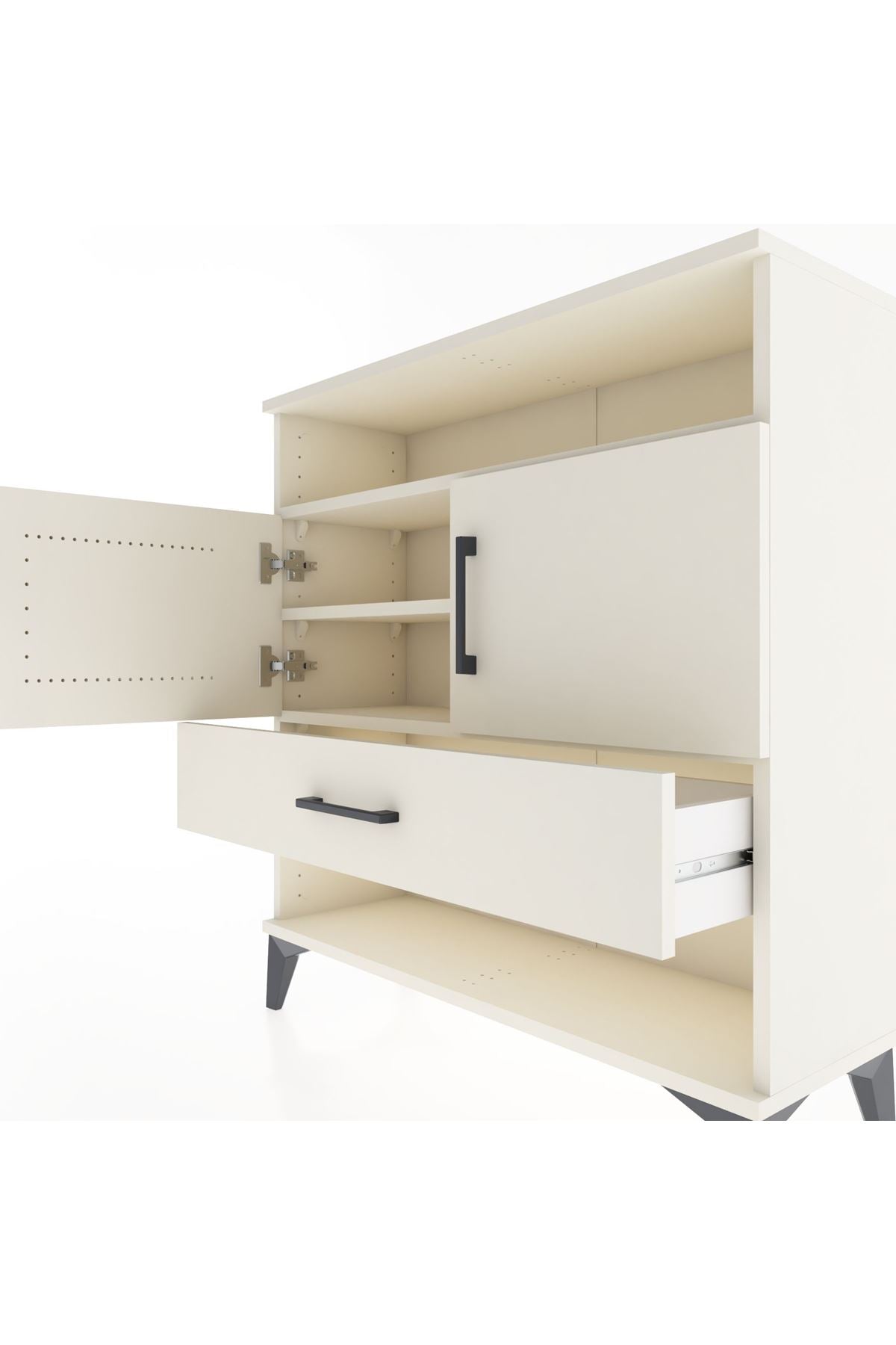 Arges Şifonyer 3 Raflı Tek Çekmeceli 2 Kapaklı 88x30x96 - S04M040V1A