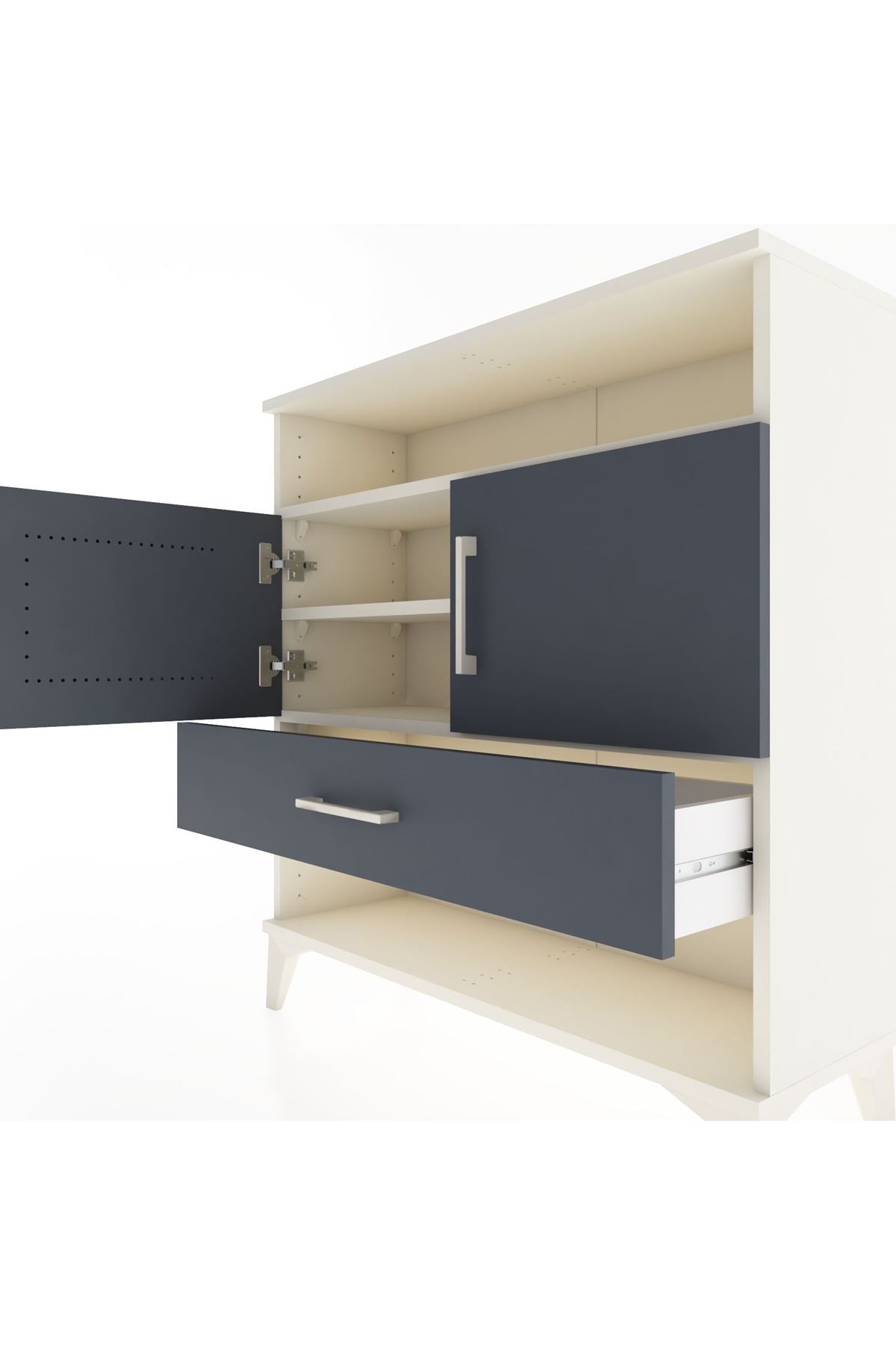 Arges Şifonyer 3 Raflı Tek Çekmeceli 2 Kapaklı 88x30x96 - S04M040V2A