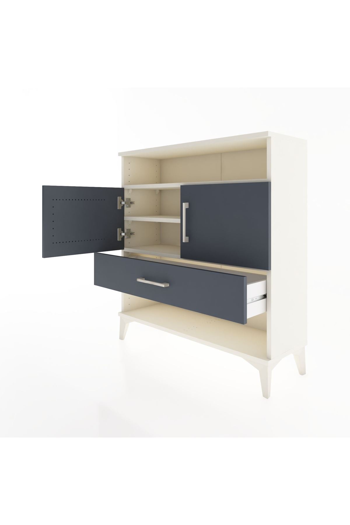 Arges Şifonyer 3 Raflı Tek Çekmeceli 2 Kapaklı 88x30x96 - S04M040V2A