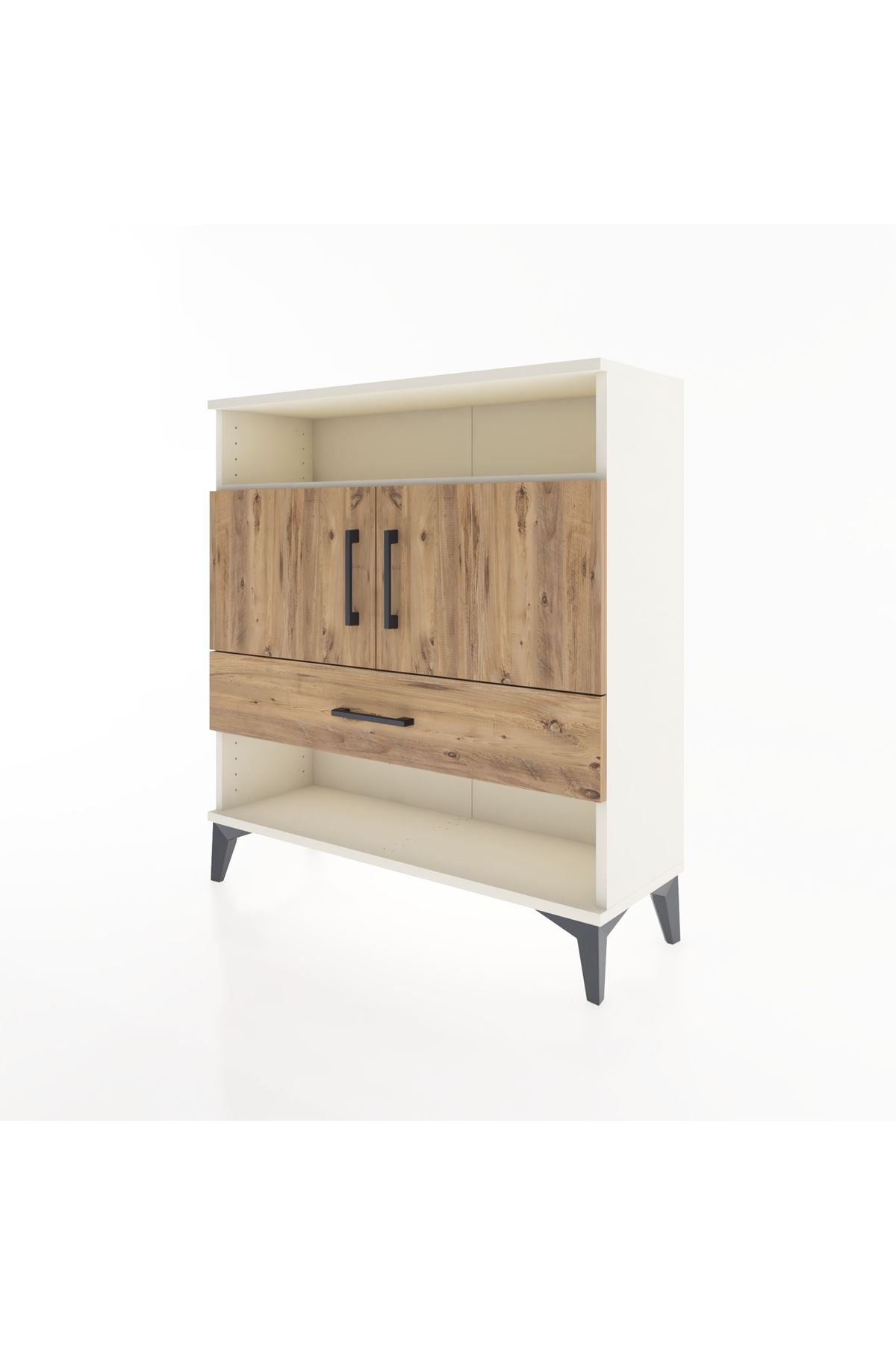 Arges Şifonyer 3 Raflı Tek Çekmeceli 2 Kapaklı 88x30x96 - S04M040V3A