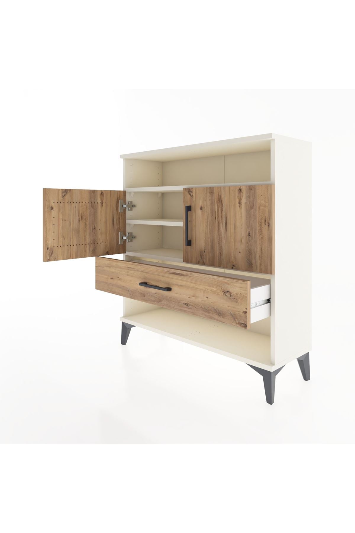 Arges Şifonyer 3 Raflı Tek Çekmeceli 2 Kapaklı 88x30x96 - S04M040V3A