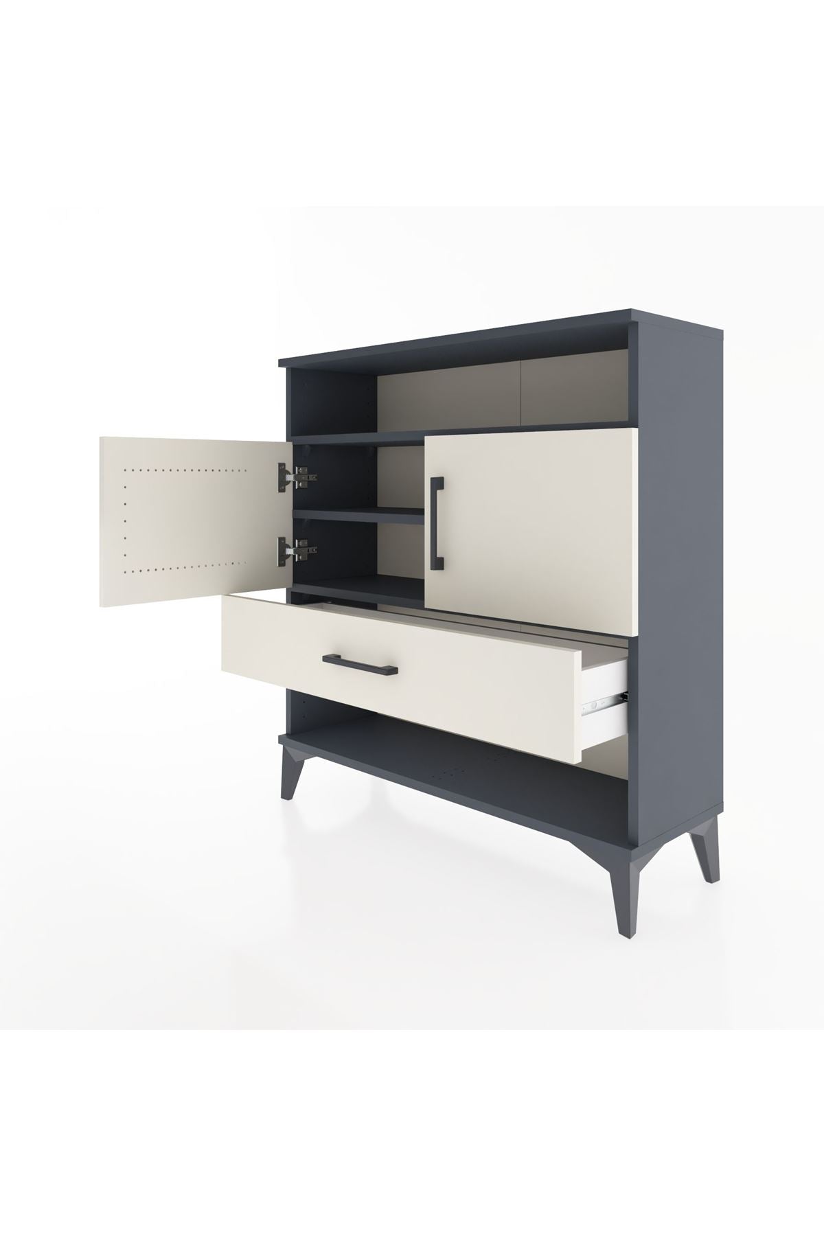 Arges Şifonyer 3 Raflı Tek Çekmeceli 2 Kapaklı 88x30x96 - S04M040V4A