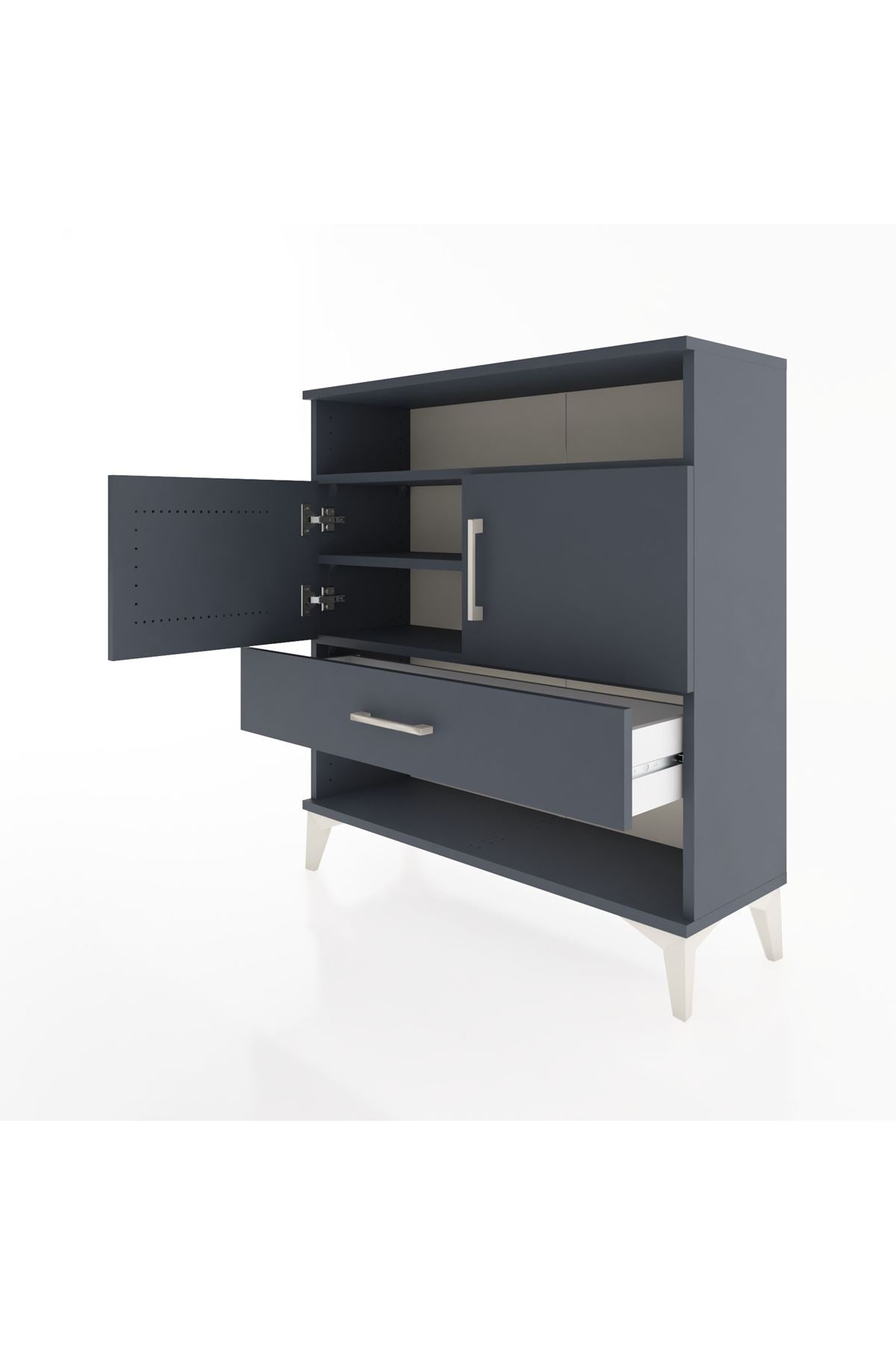 Arges Şifonyer 3 Raflı Tek Çekmeceli 2 Kapaklı 88x30x96 - S04M040V5A