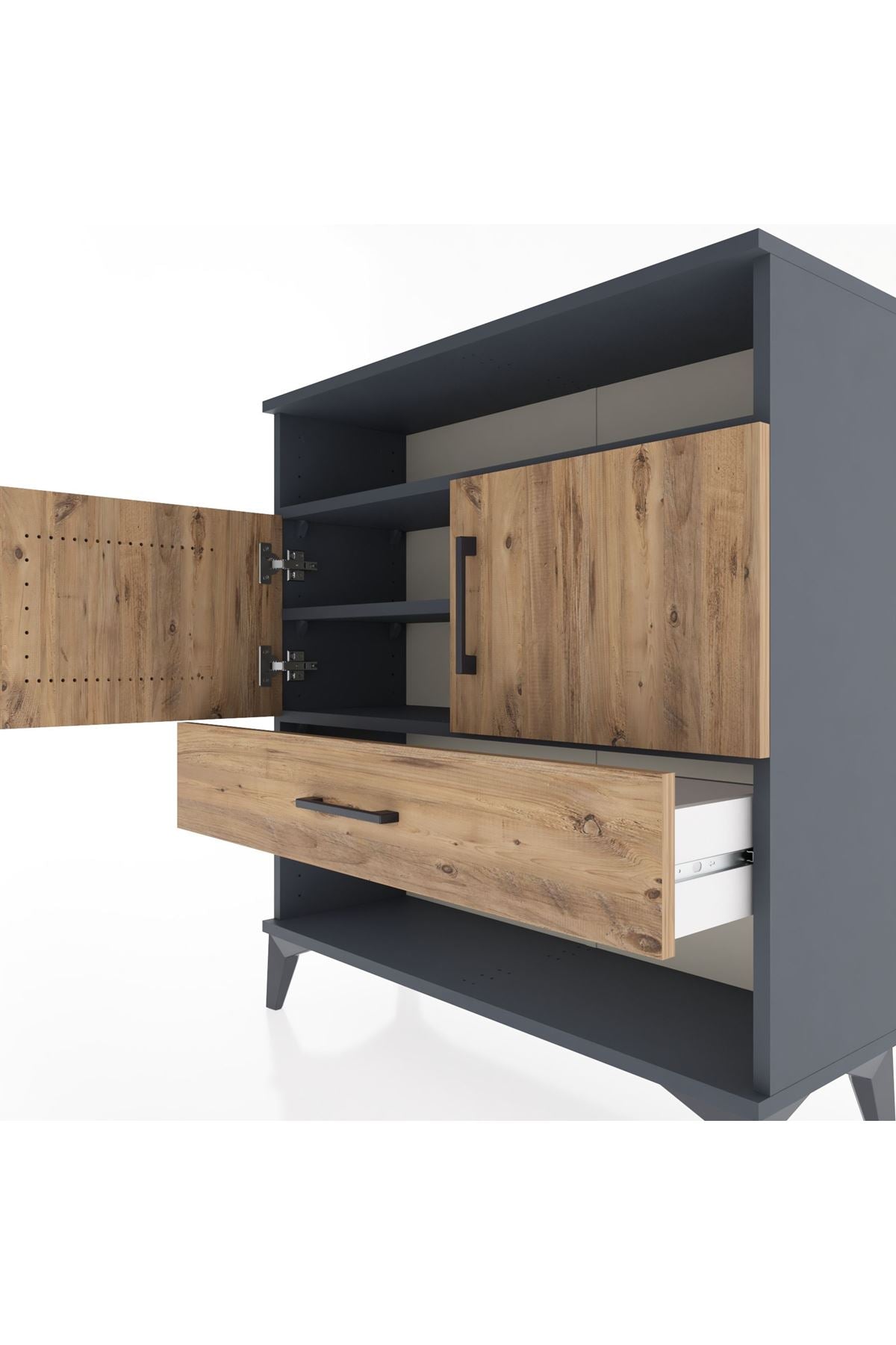 Arges Şifonyer 3 Raflı Tek Çekmeceli 2 Kapaklı 88x30x96 - S04M040V6A