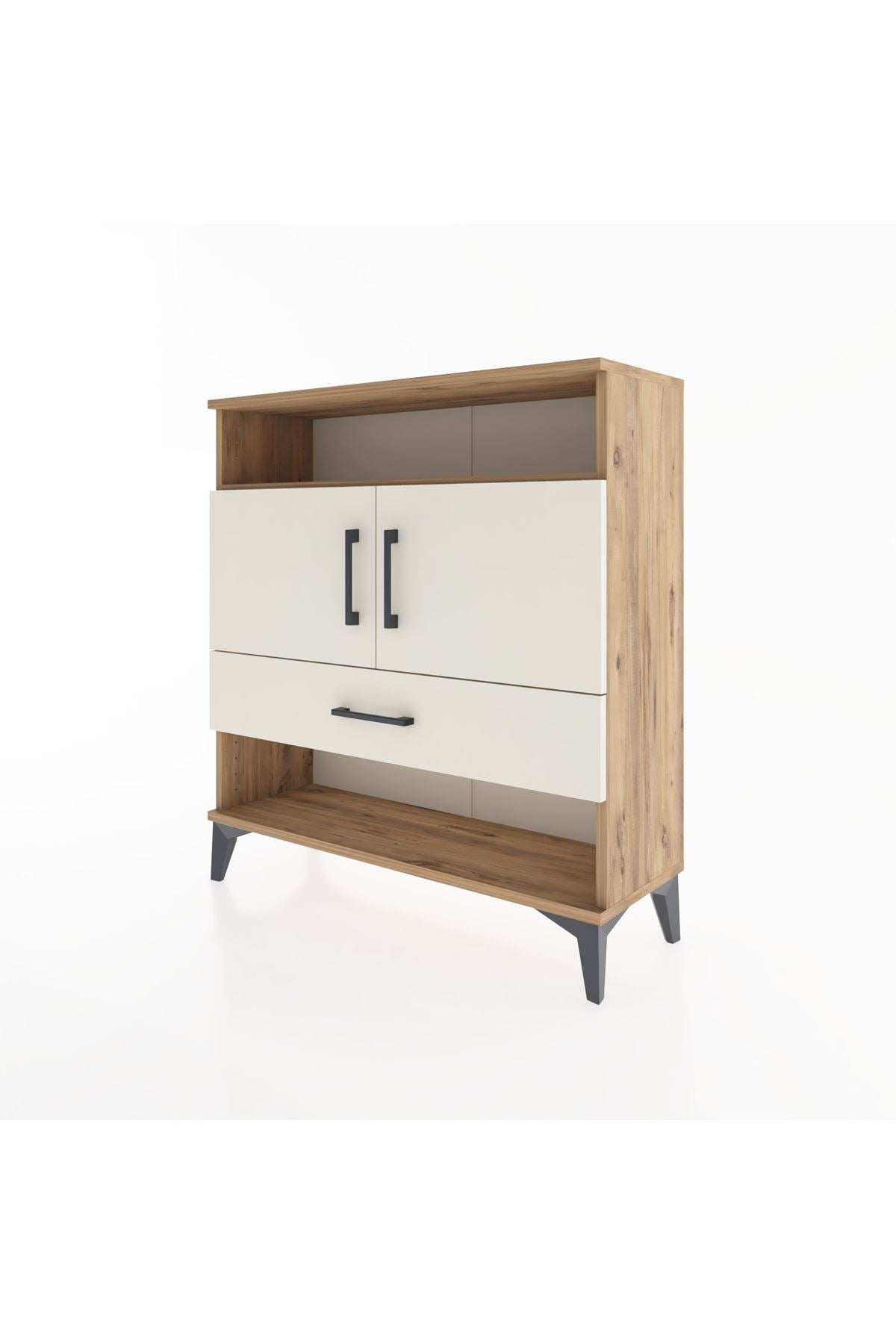 Arges Şifonyer 3 Raflı Tek Çekmeceli 2 Kapaklı 88x30x96 - S04M040V7A