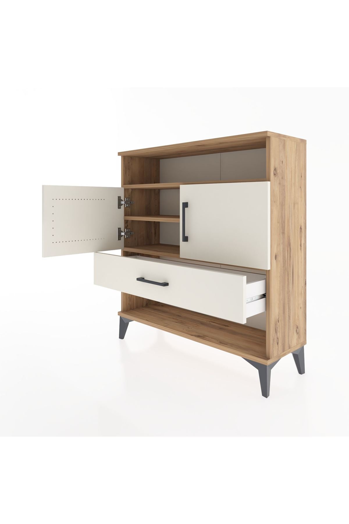 Arges Şifonyer 3 Raflı Tek Çekmeceli 2 Kapaklı 88x30x96 - S04M040V7A