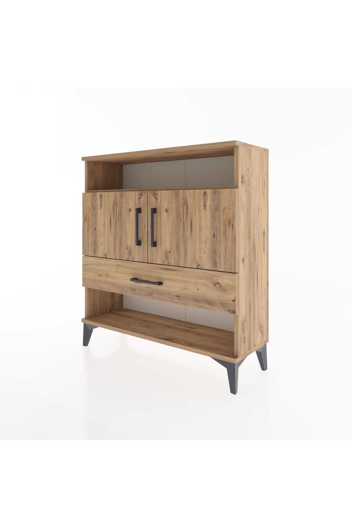 Arges Şifonyer 3 Raflı Tek Çekmeceli 2 Kapaklı 88x30x96 - S04M040V9A