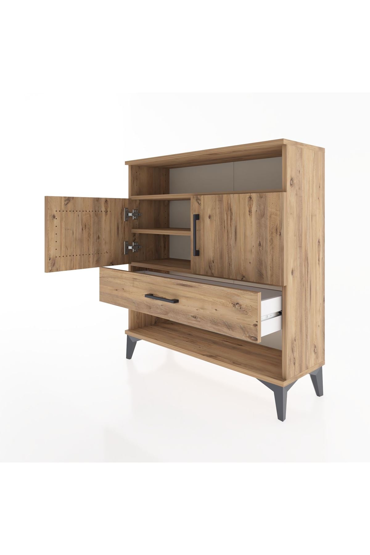 Arges Şifonyer 3 Raflı Tek Çekmeceli 2 Kapaklı 88x30x96 - S04M040V9A
