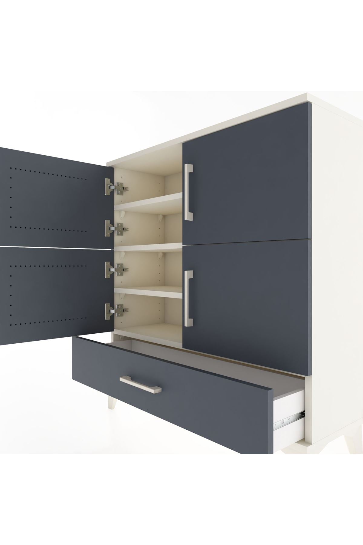 Arges Şifonyer 4 Raflı Tek Çekmeceli 4 Kapaklı 88x30x96 - S04M041V2A