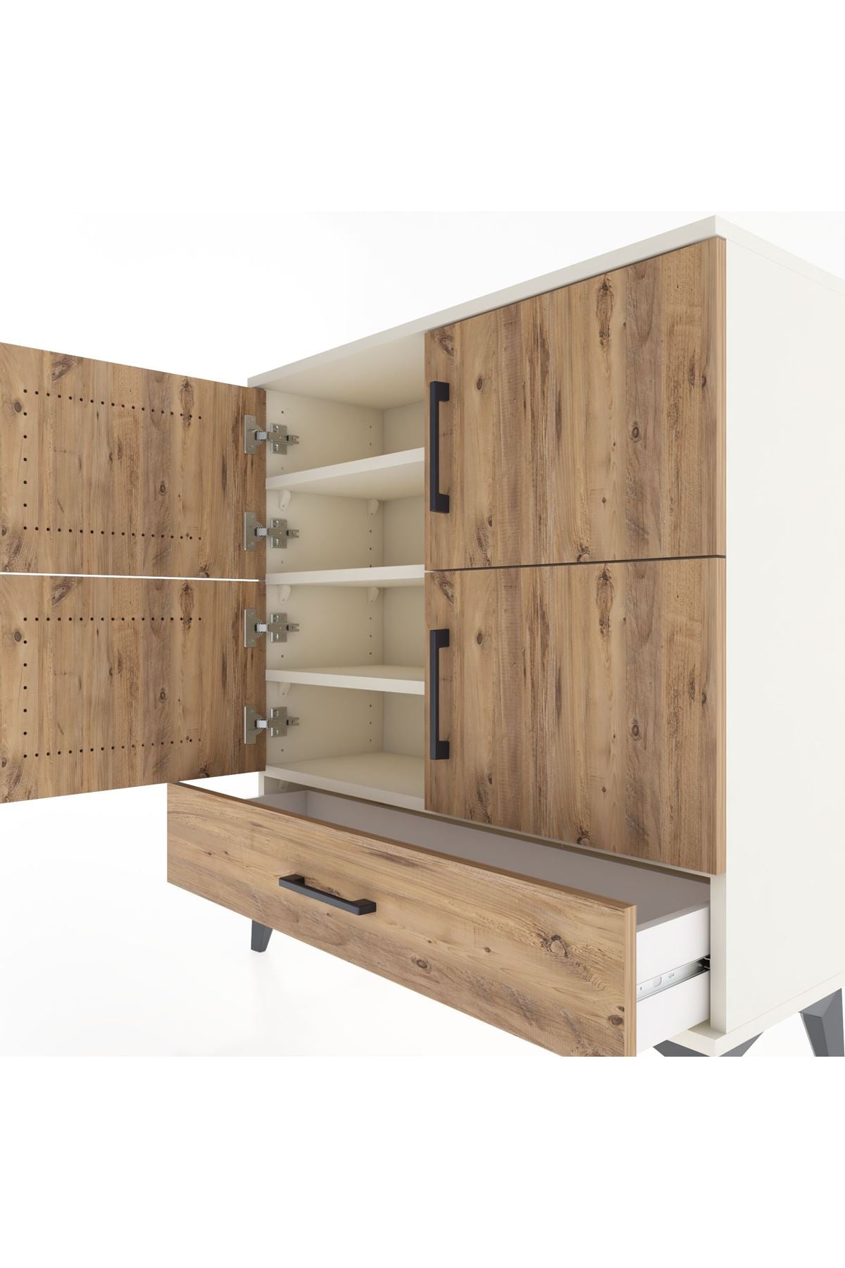 Arges Şifonyer 4 Raflı Tek Çekmeceli 4 Kapaklı 88x30x96 - S04M041V3A
