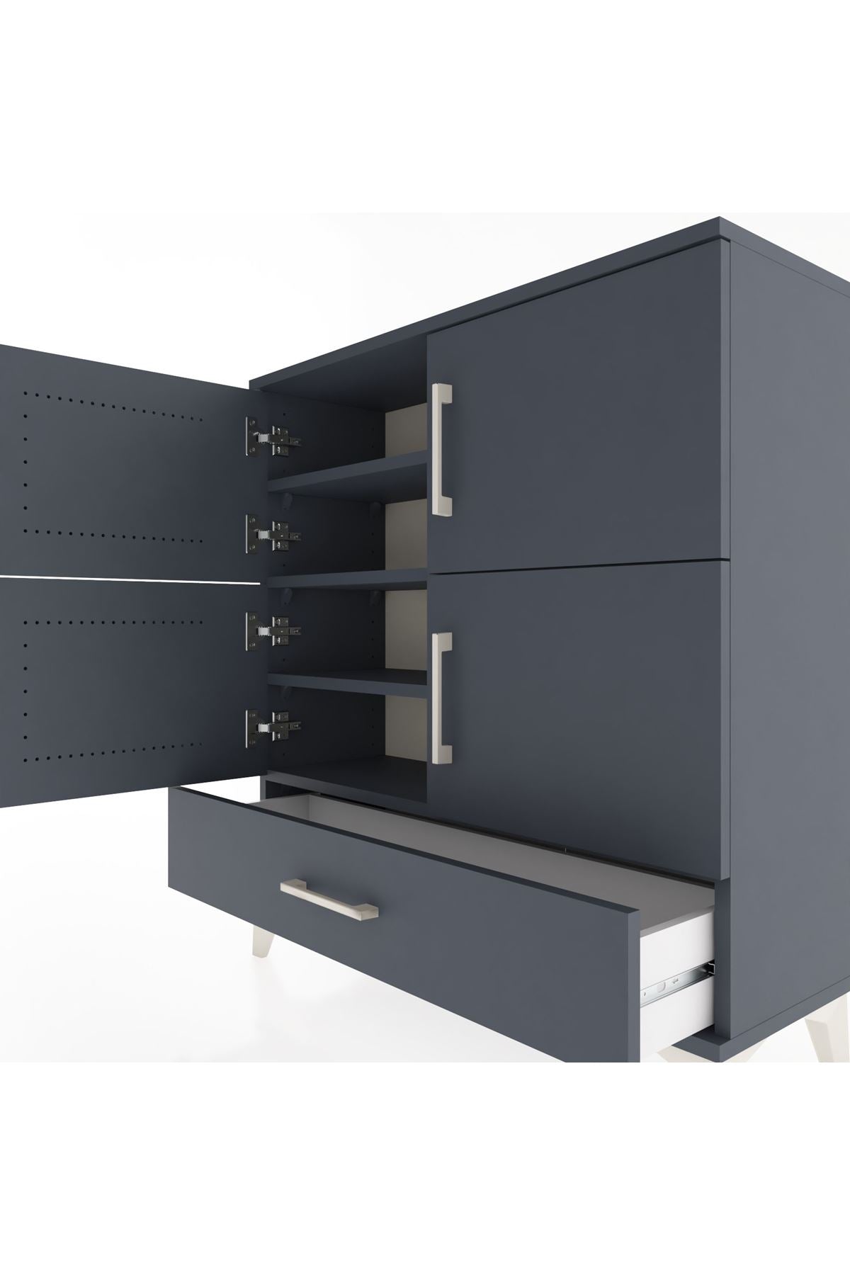 Arges Şifonyer 4 Raflı Tek Çekmeceli 4 Kapaklı 88x30x96 - S04M041V5A