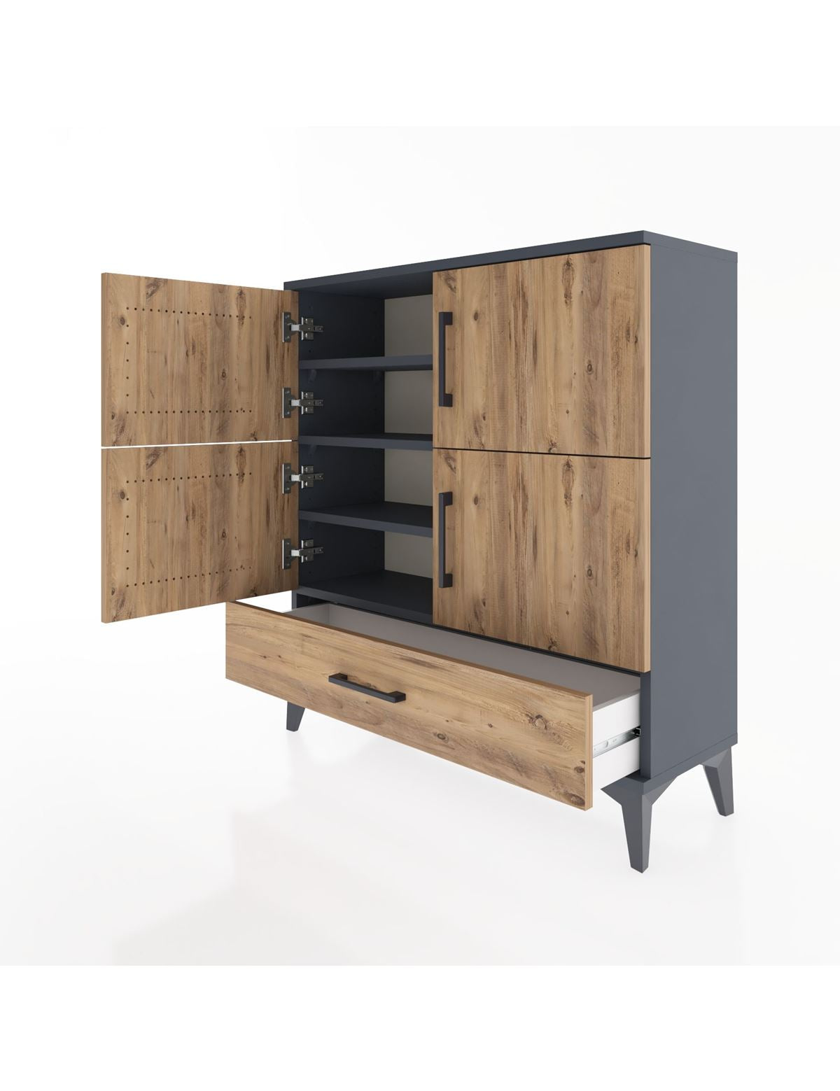 Arges Şifonyer 4 Raflı Tek Çekmeceli 4 Kapaklı 88x30x96 - S04M041V6A