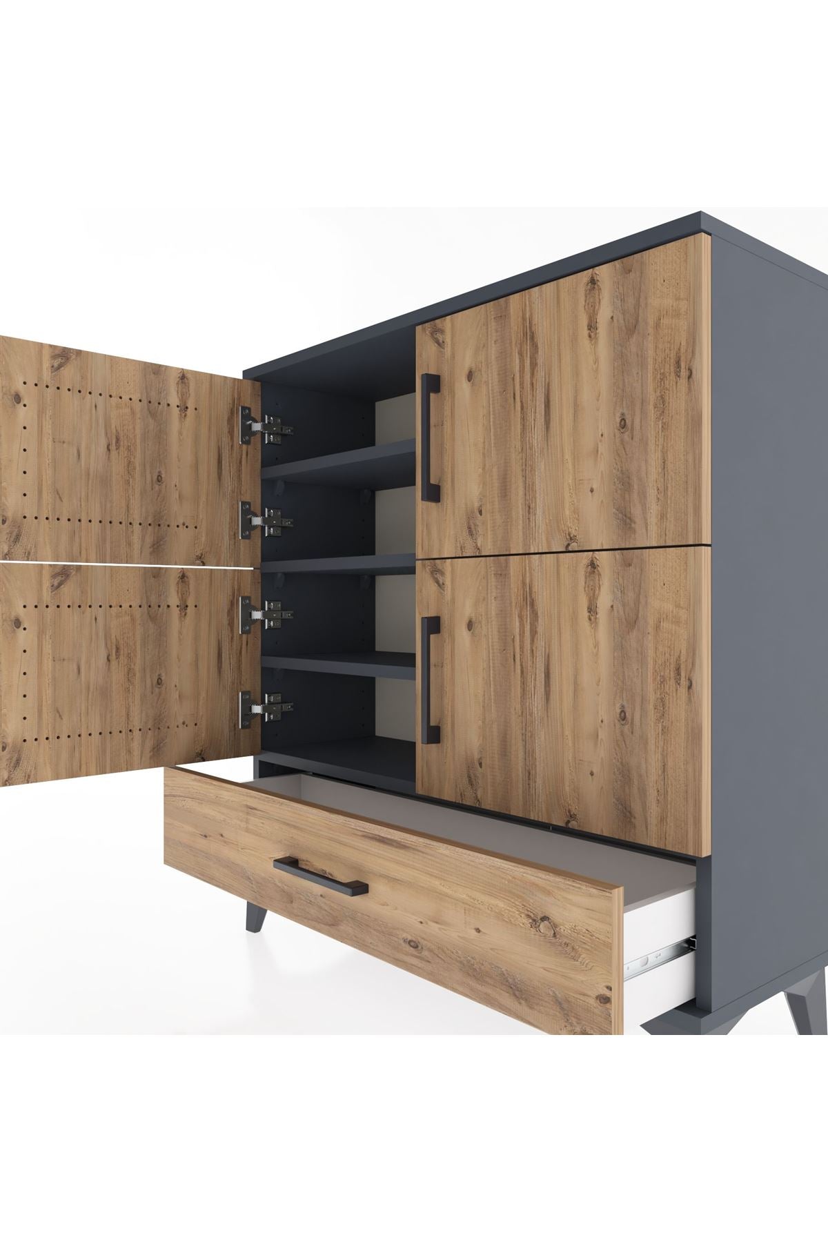 Arges Şifonyer 4 Raflı Tek Çekmeceli 4 Kapaklı 88x30x96 - S04M041V6A