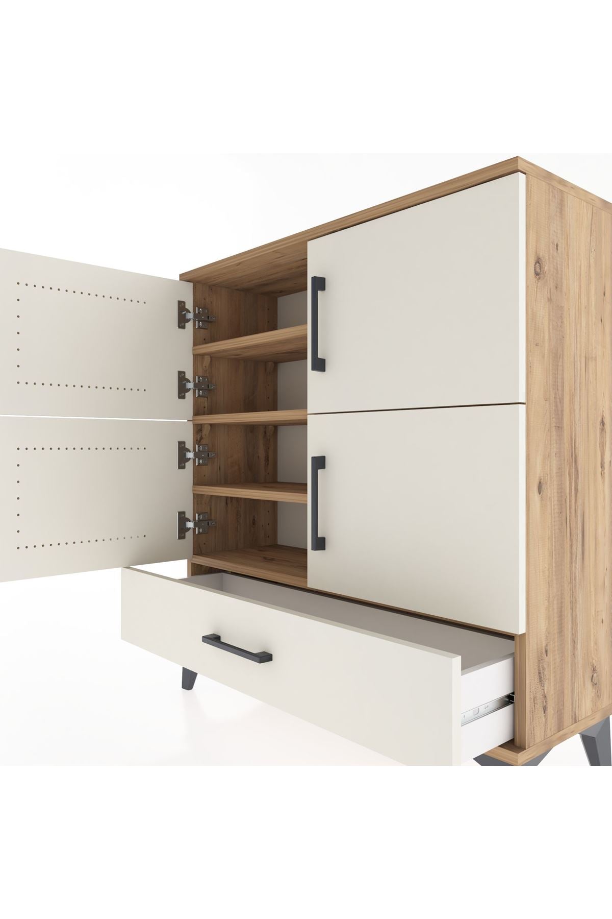 Arges Şifonyer 4 Raflı Tek Çekmeceli 4 Kapaklı 88x30x96 - S04M041V7A