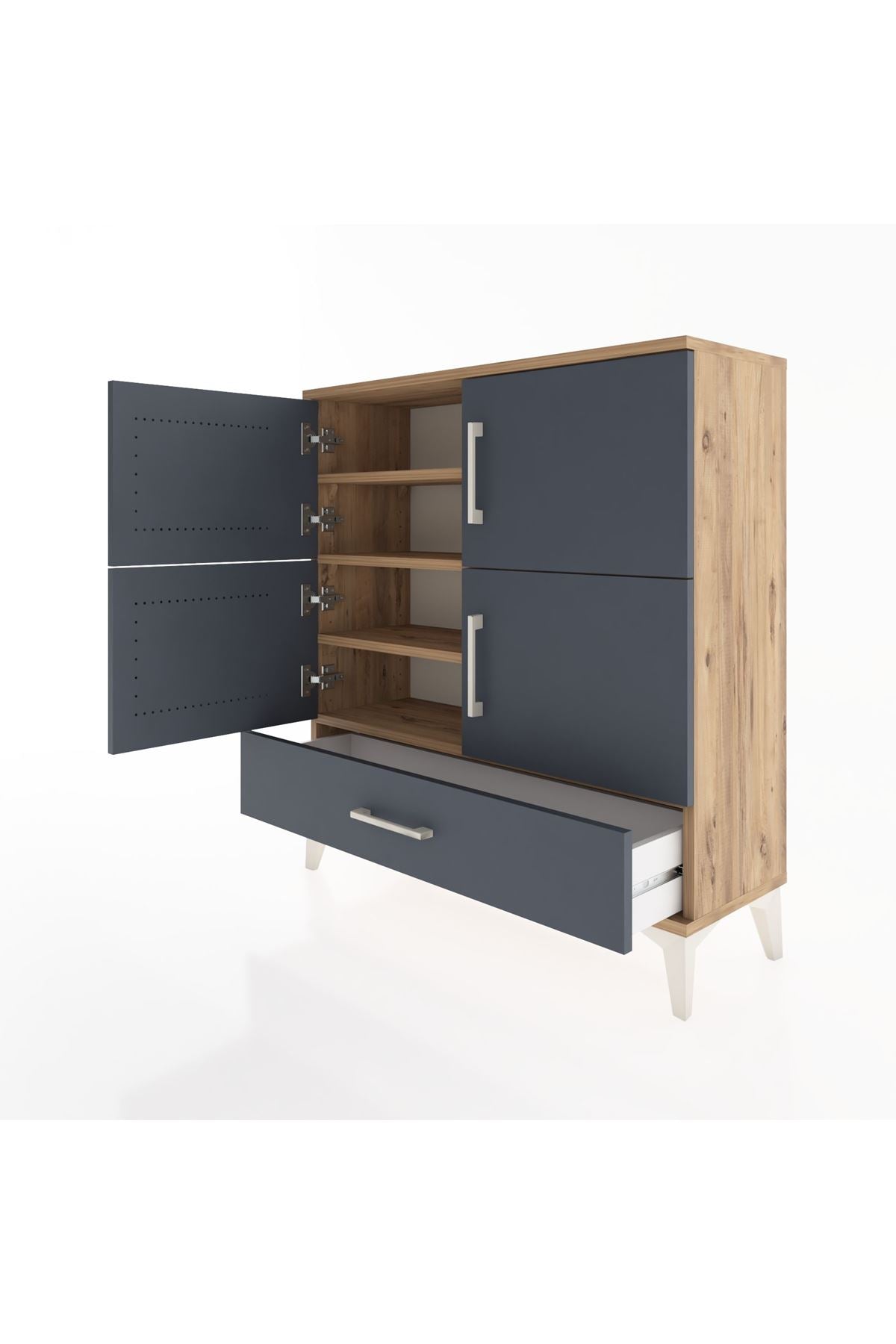 Arges Şifonyer 4 Raflı Tek Çekmeceli 4 Kapaklı 88x30x96 - S04M041V8A