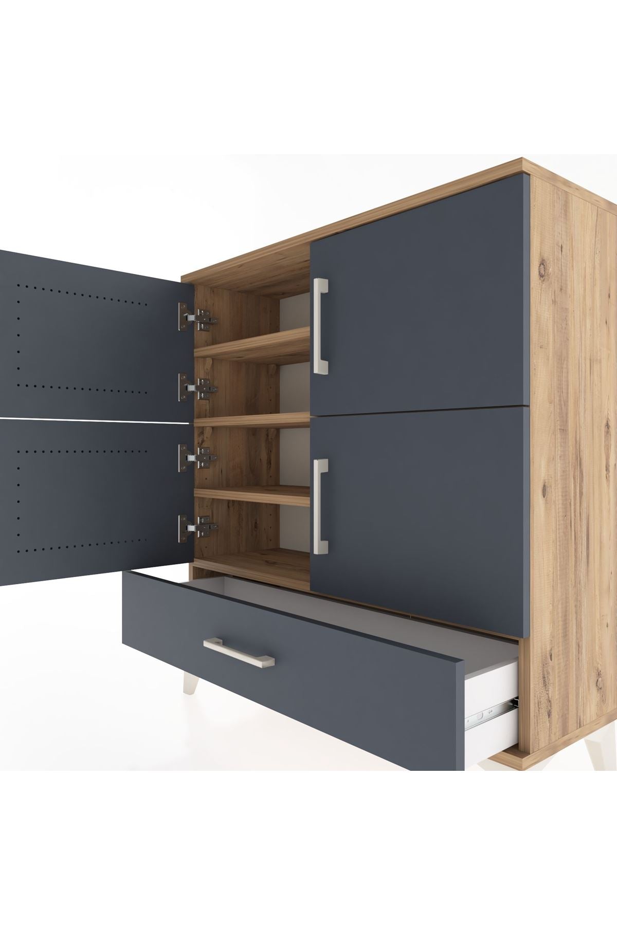 Arges Şifonyer 4 Raflı Tek Çekmeceli 4 Kapaklı 88x30x96 - S04M041V8A
