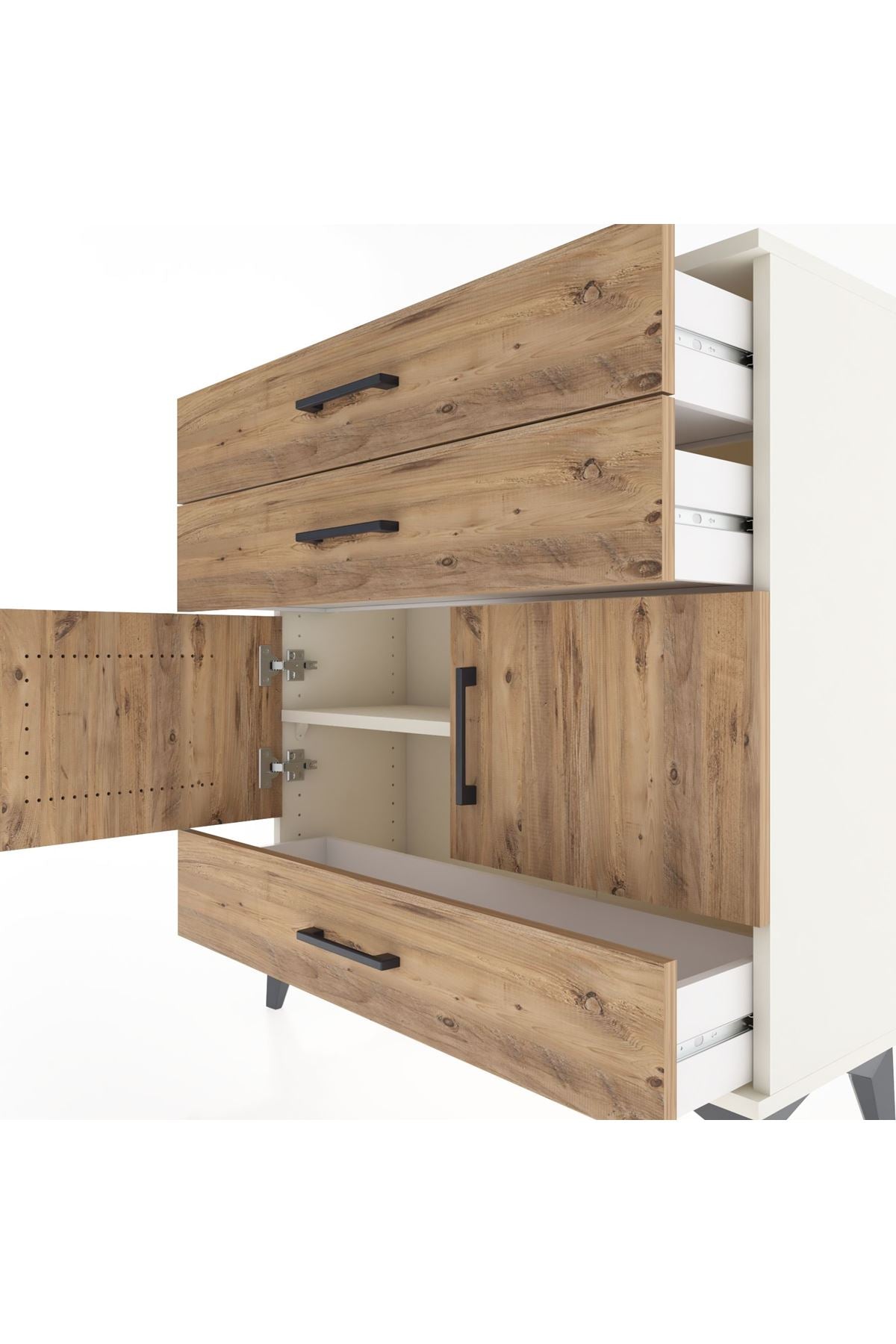 Arges Şifonyer 2 Raflı 3 Çekmeceli 2 Kapaklı 88x30x96 - S04M045V3A