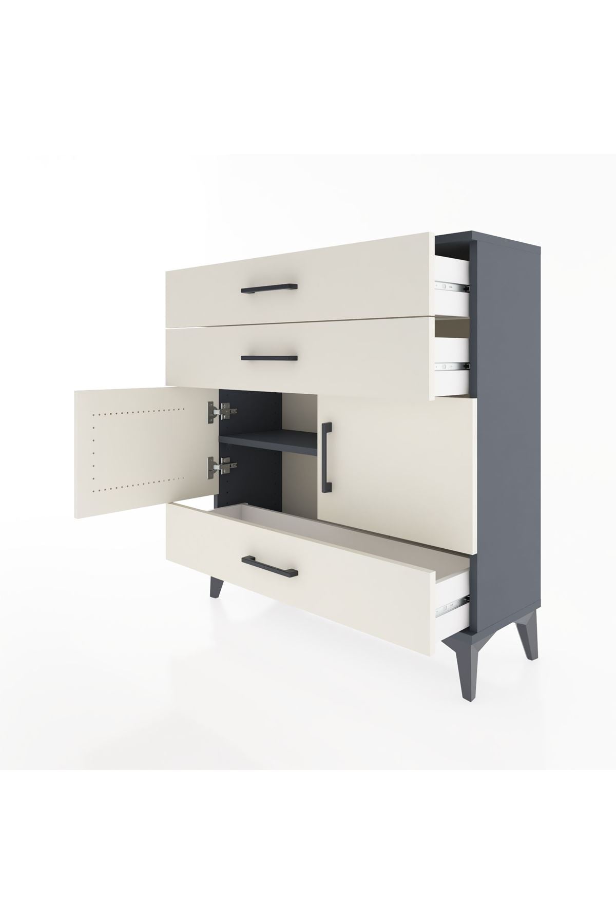 Arges Şifonyer 2 Raflı 3 Çekmeceli 2 Kapaklı 88x30x96 - S04M045V4A