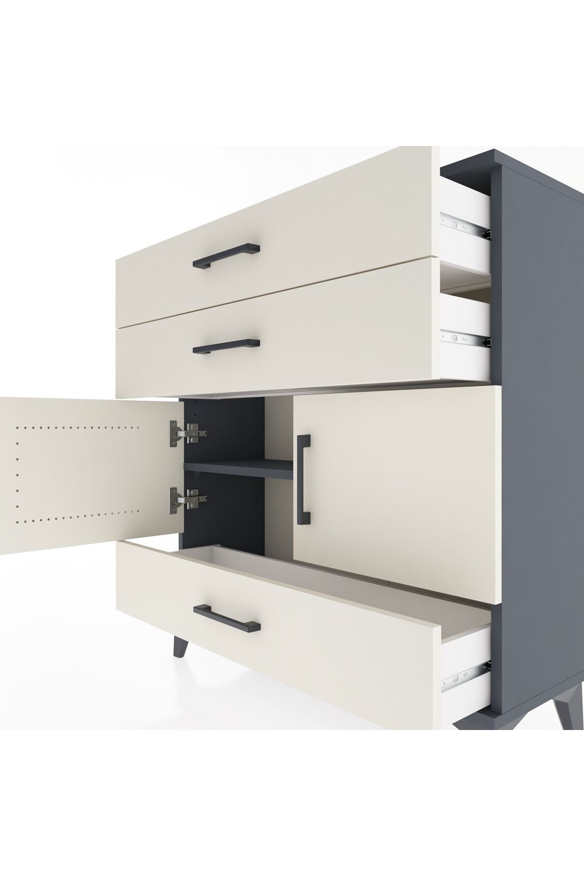 Arges Şifonyer 2 Raflı 3 Çekmeceli 2 Kapaklı 88x30x96 - S04M045V4A