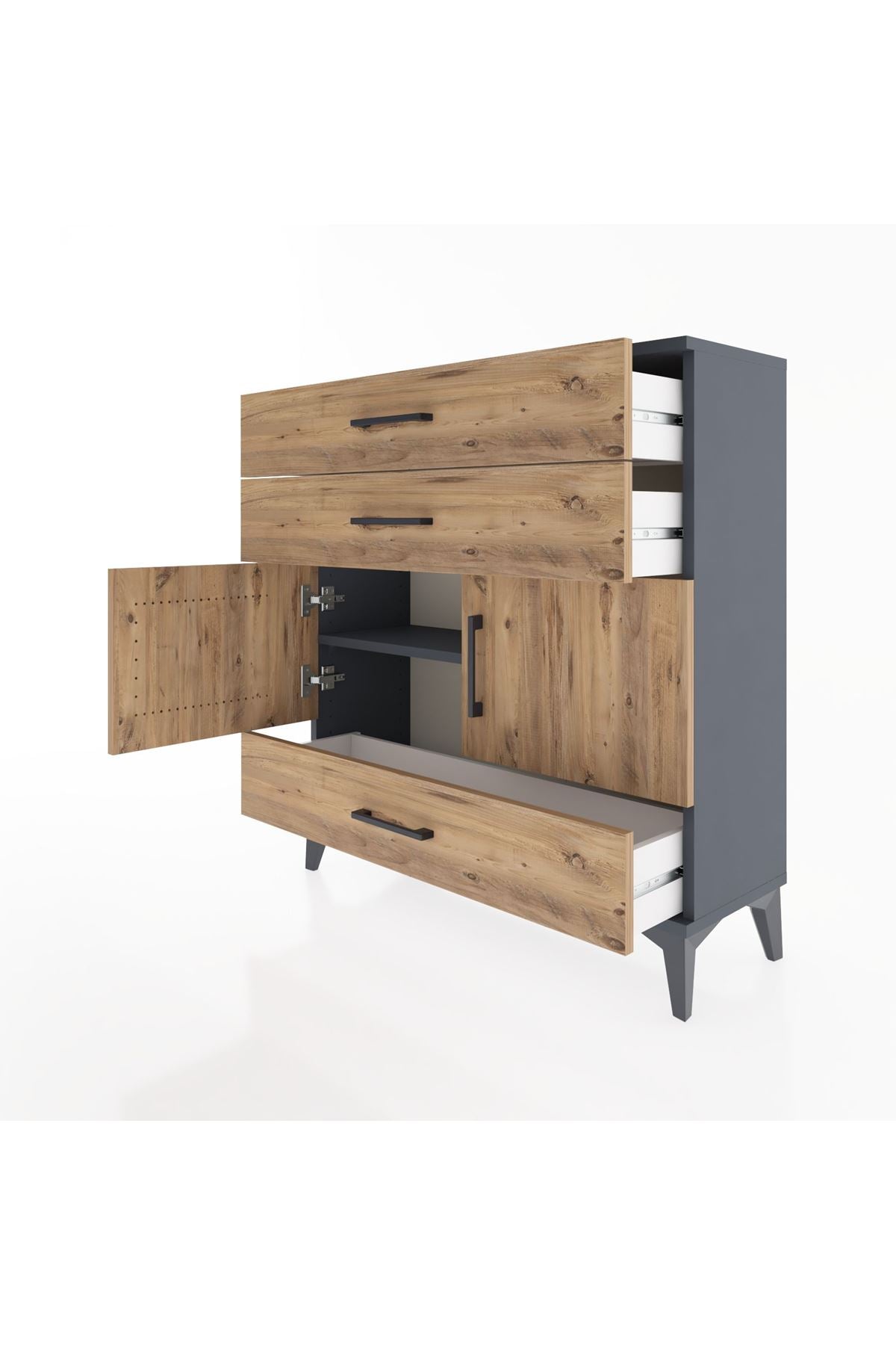 Arges Şifonyer 2 Raflı 3 Çekmeceli 2 Kapaklı 88x30x96 - S04M045V6A