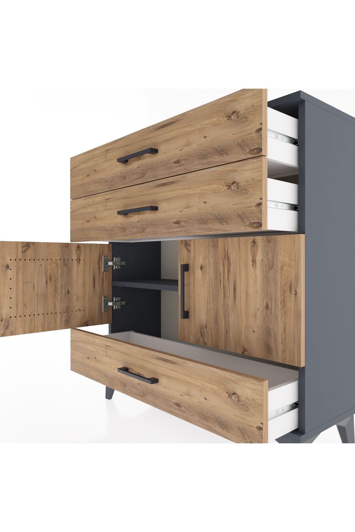 Arges Şifonyer 2 Raflı 3 Çekmeceli 2 Kapaklı 88x30x96 - S04M045V6A
