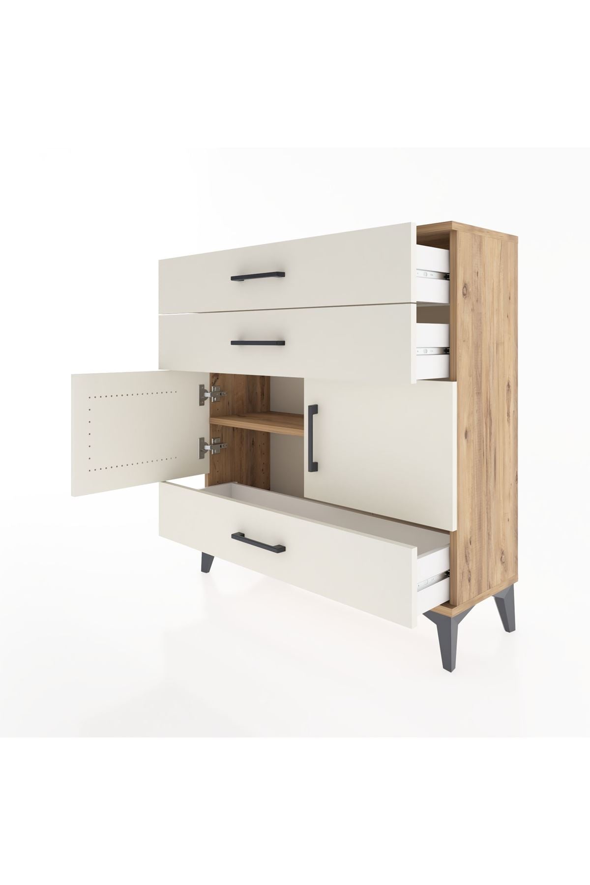 Arges Şifonyer 2 Raflı 3 Çekmeceli 2 Kapaklı 88x30x96 - S04M045V7A