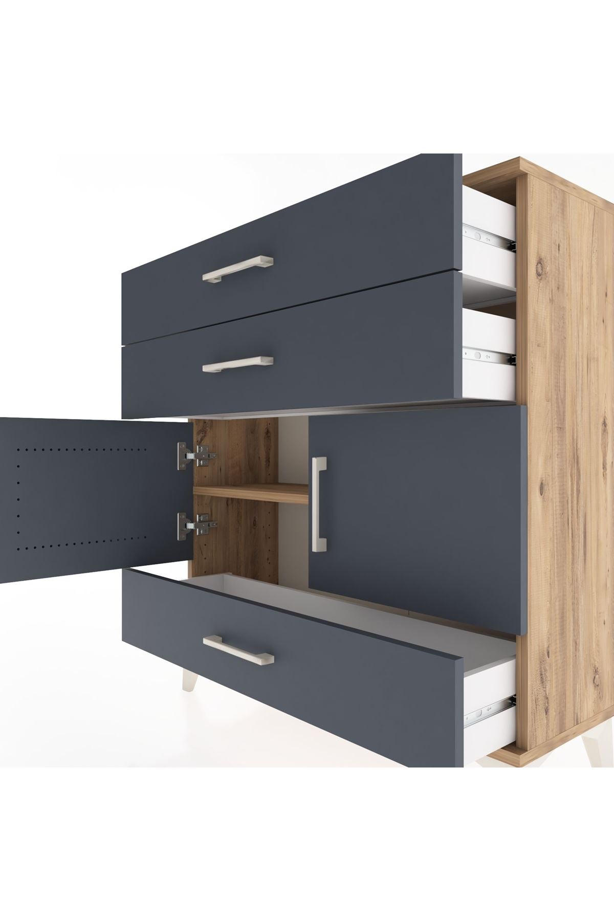 Arges Şifonyer 2 Raflı 3 Çekmeceli 2 Kapaklı 88x30x96 - S04M045V8A