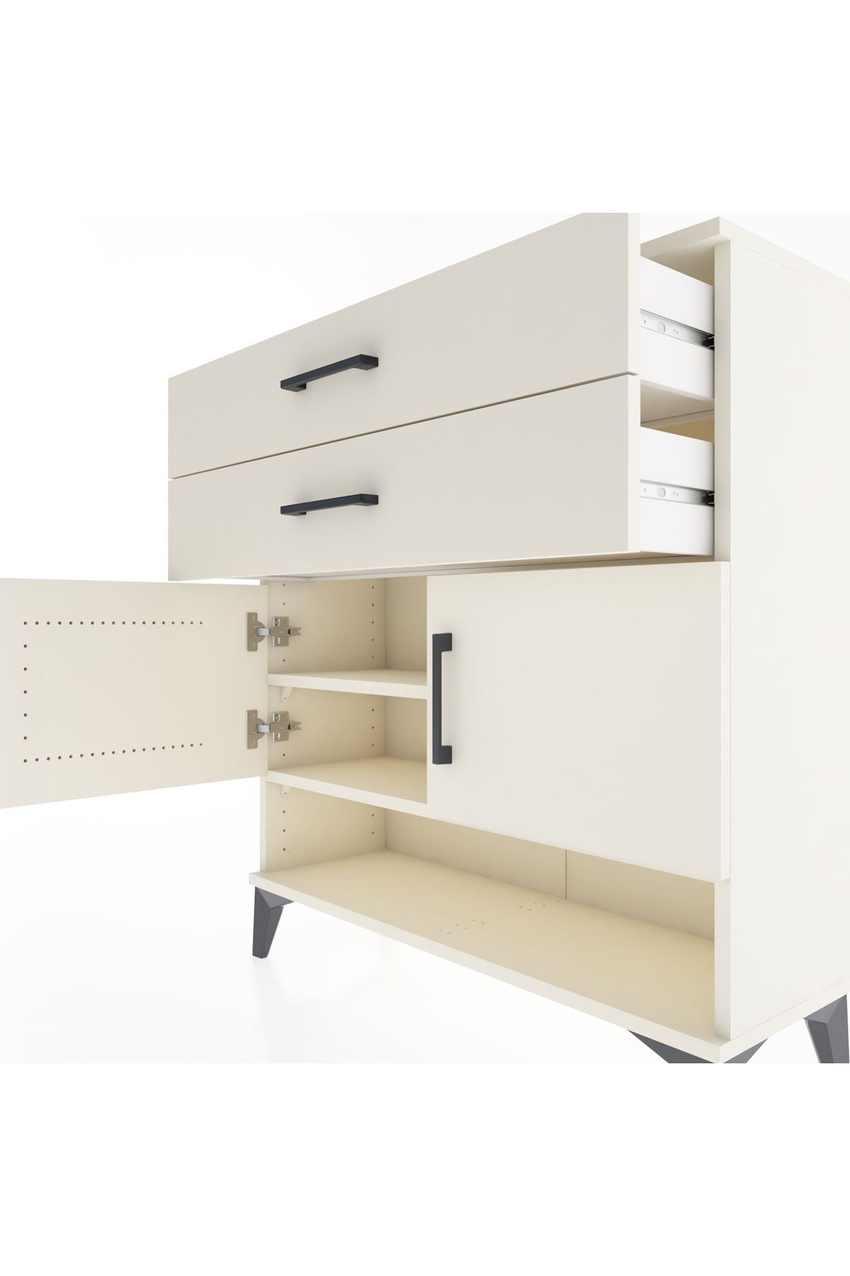 Arges Şifonyer 2 Raflı 2 Çekmeceli 2 Kapaklı 88x30x96 - S04M046V1A
