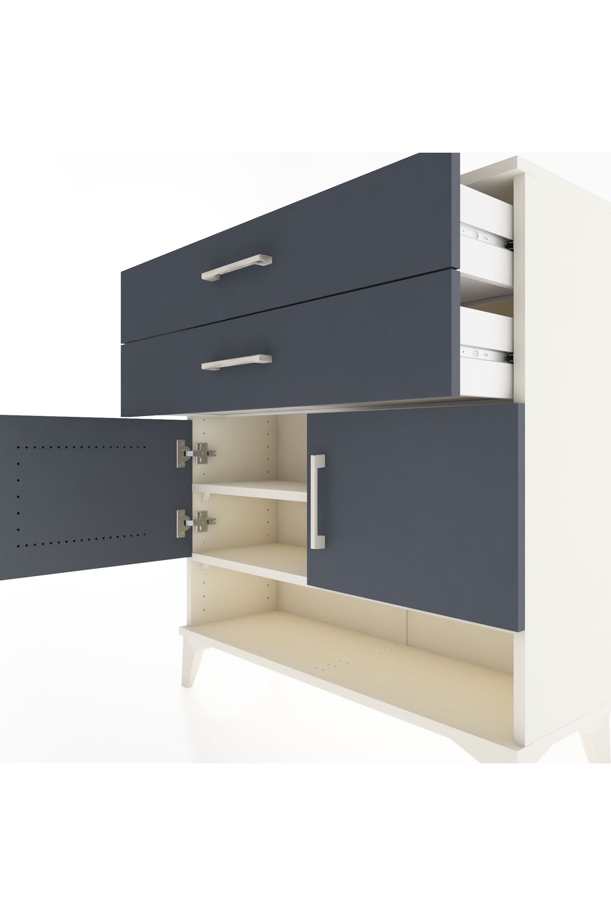 Arges Şifonyer 2 Raflı 2 Çekmeceli 2 Kapaklı 88x30x96 - S04M046V2A