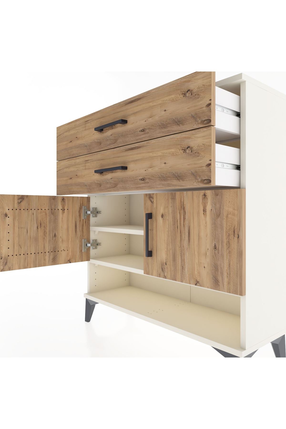 Arges Şifonyer 2 Raflı 2 Çekmeceli 2 Kapaklı 88x30x96 - S04M046V3A