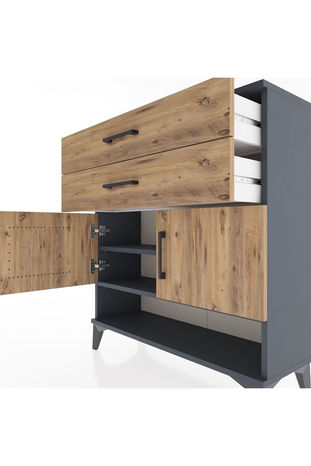 Arges Şifonyer 2 Raflı 2 Çekmeceli 2 Kapaklı 88x30x96 - S04M046V6A