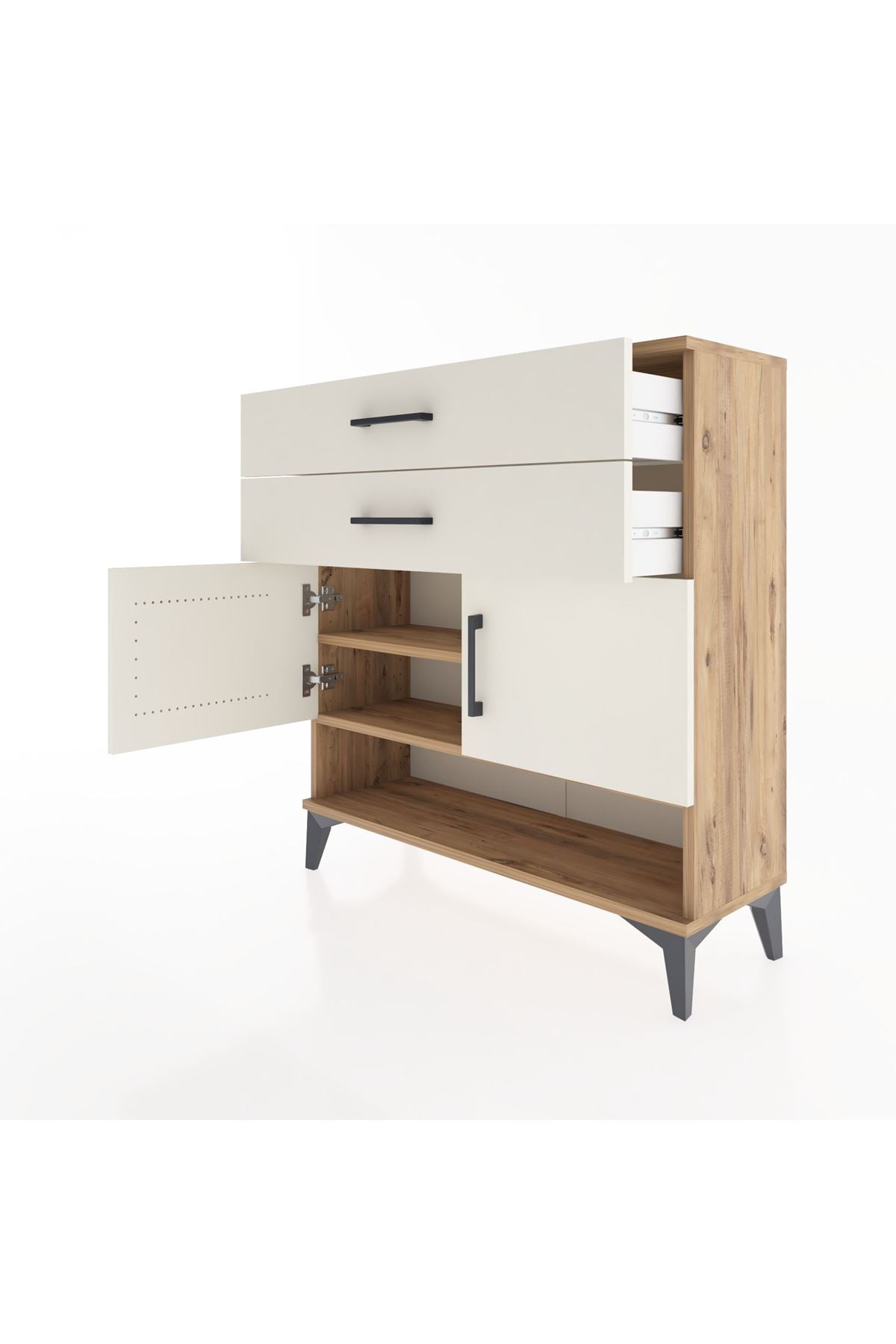 Arges Şifonyer 2 Raflı 2 Çekmeceli 2 Kapaklı 88x30x96 - S04M046V7A