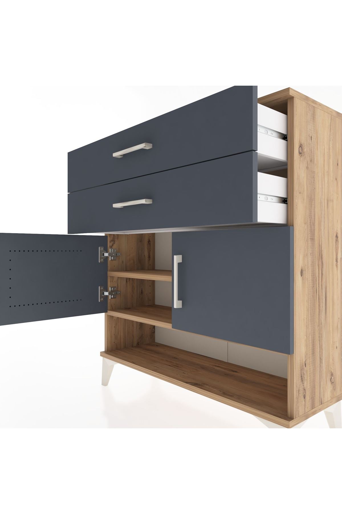 Arges Şifonyer 2 Raflı 2 Çekmeceli 2 Kapaklı 88x30x96 - S04M046V8A
