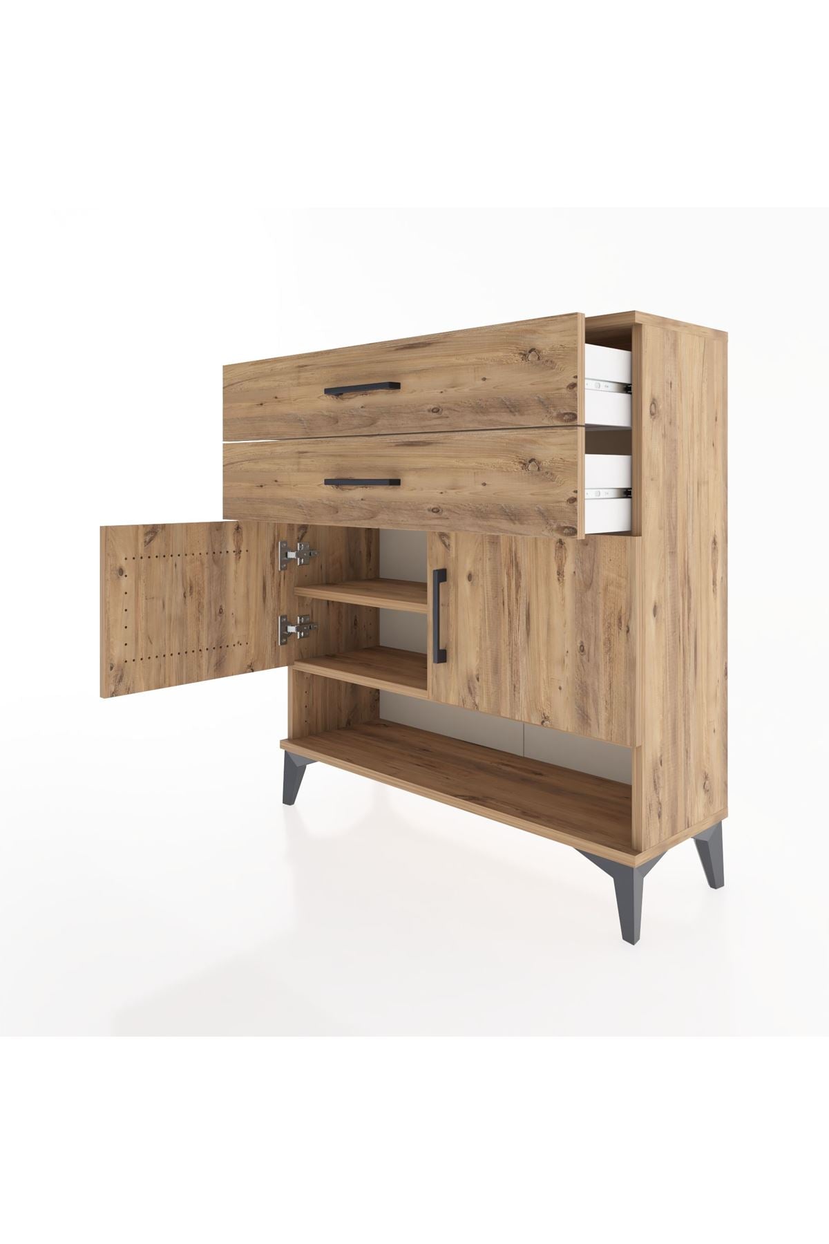 Arges Şifonyer 2 Raflı 2 Çekmeceli 2 Kapaklı 88x30x96 - S04M046V9A