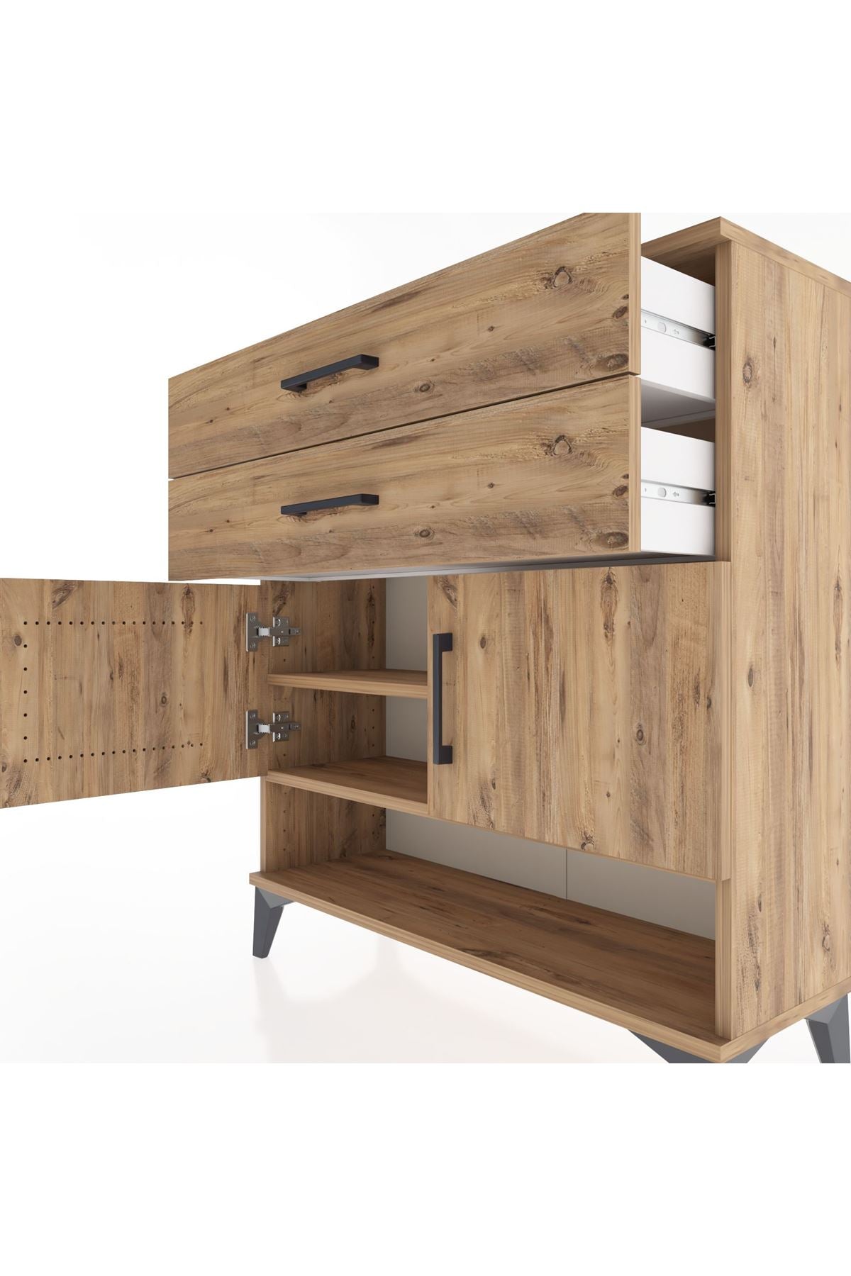 Arges Şifonyer 2 Raflı 2 Çekmeceli 2 Kapaklı 88x30x96 - S04M046V9A