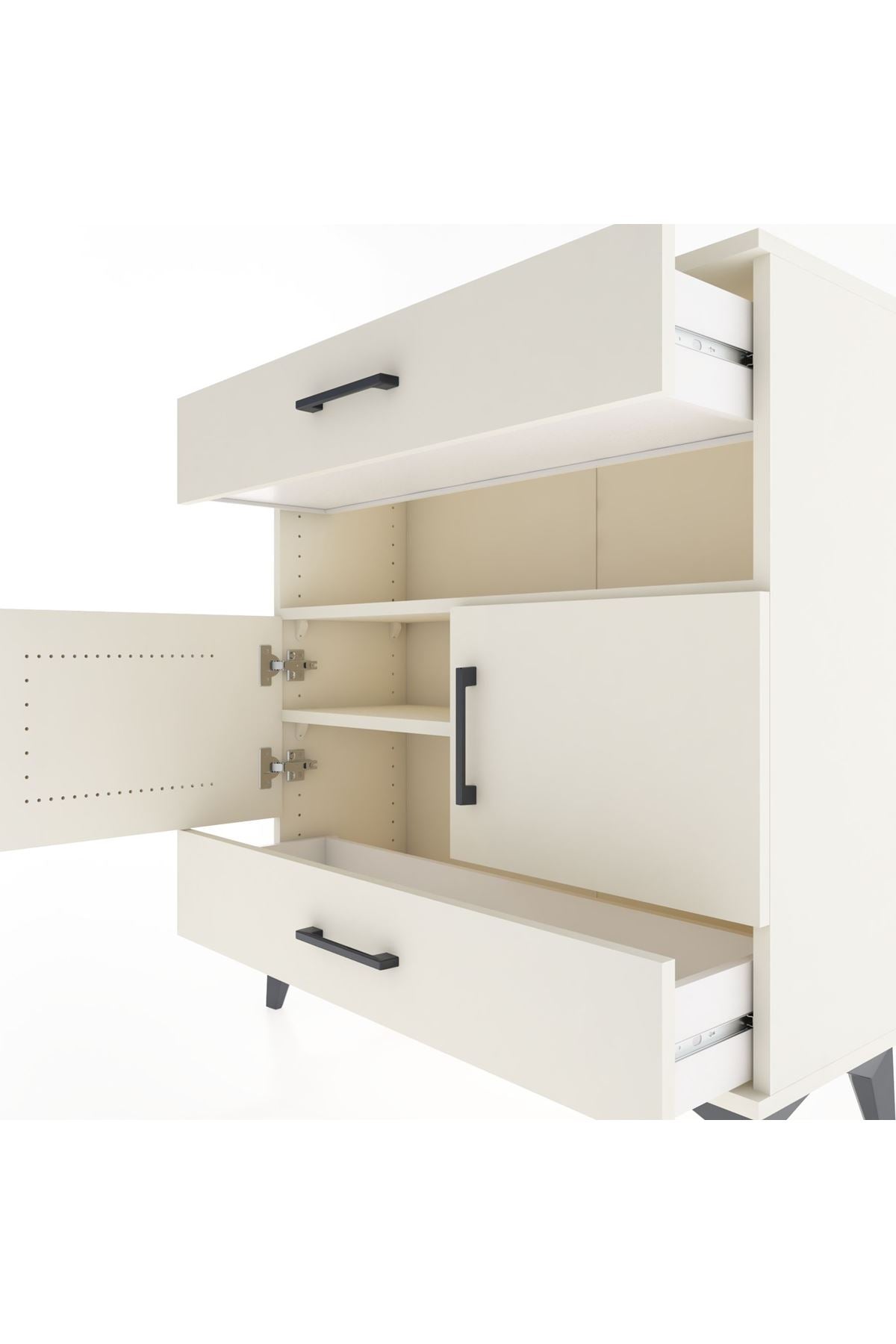 Arges Şifonyer 3 Raflı 2 Çekmeceli 2 Kapaklı 88x30x96 - S04M047V1A
