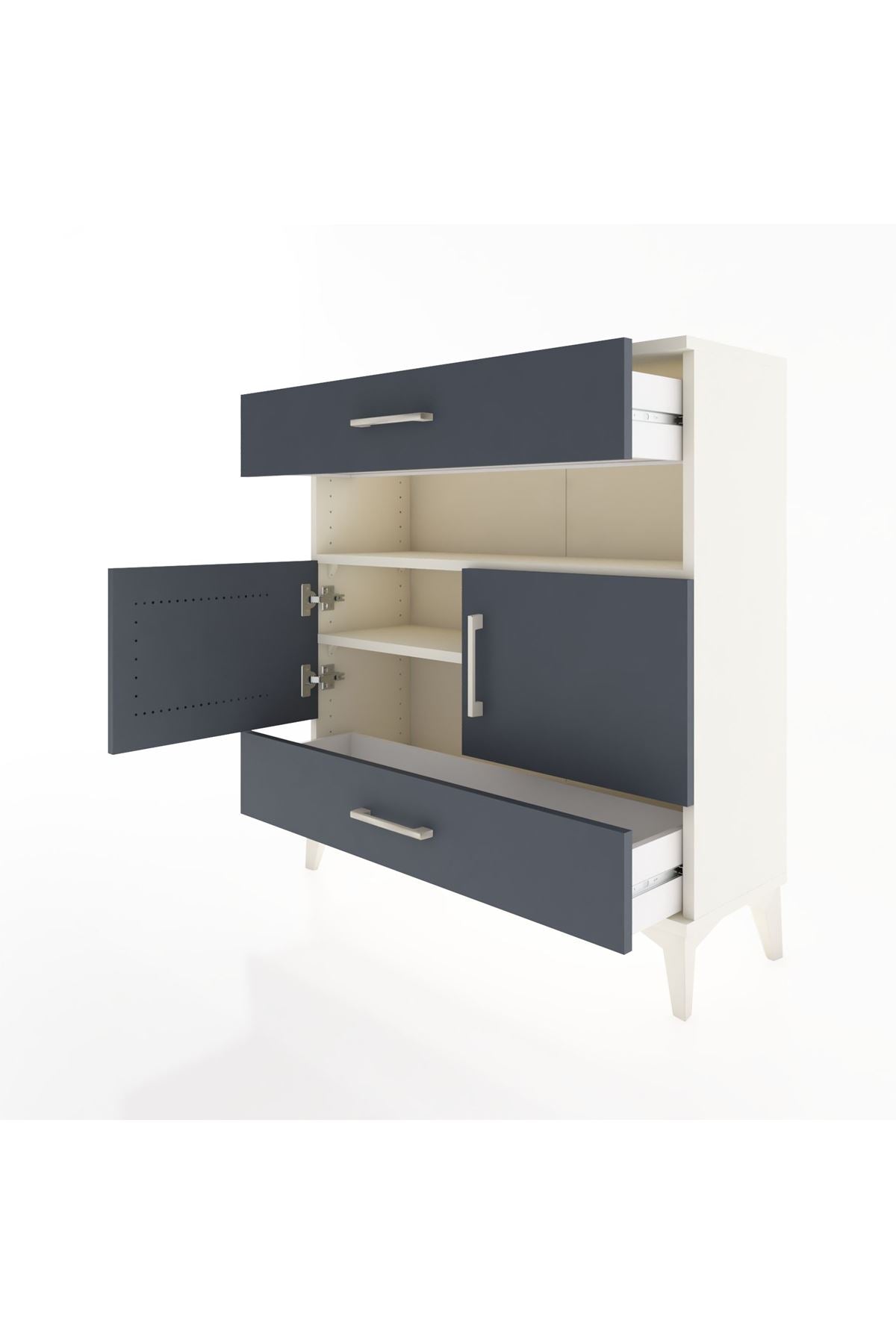 Arges Şifonyer 3 Raflı 2 Çekmeceli 2 Kapaklı 88x30x96 - S04M047V2A