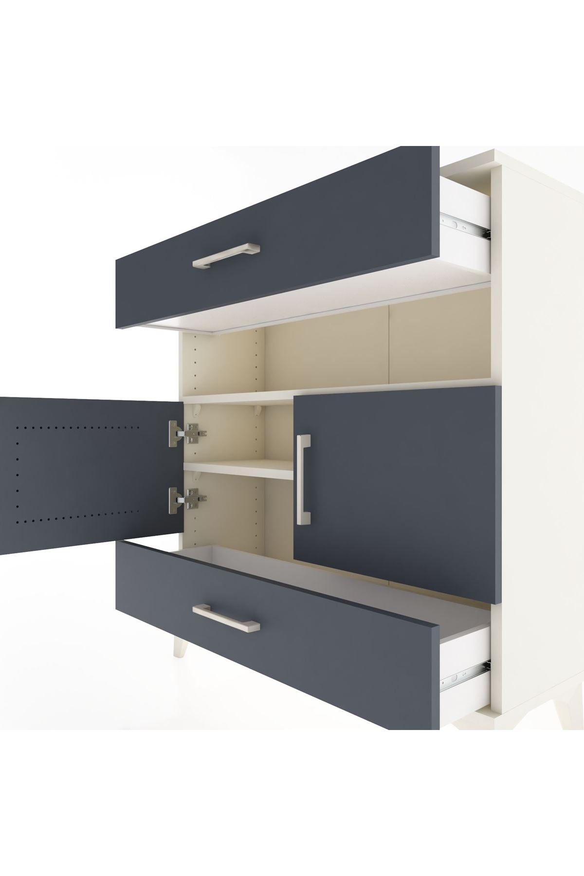 Arges Şifonyer 3 Raflı 2 Çekmeceli 2 Kapaklı 88x30x96 - S04M047V2A