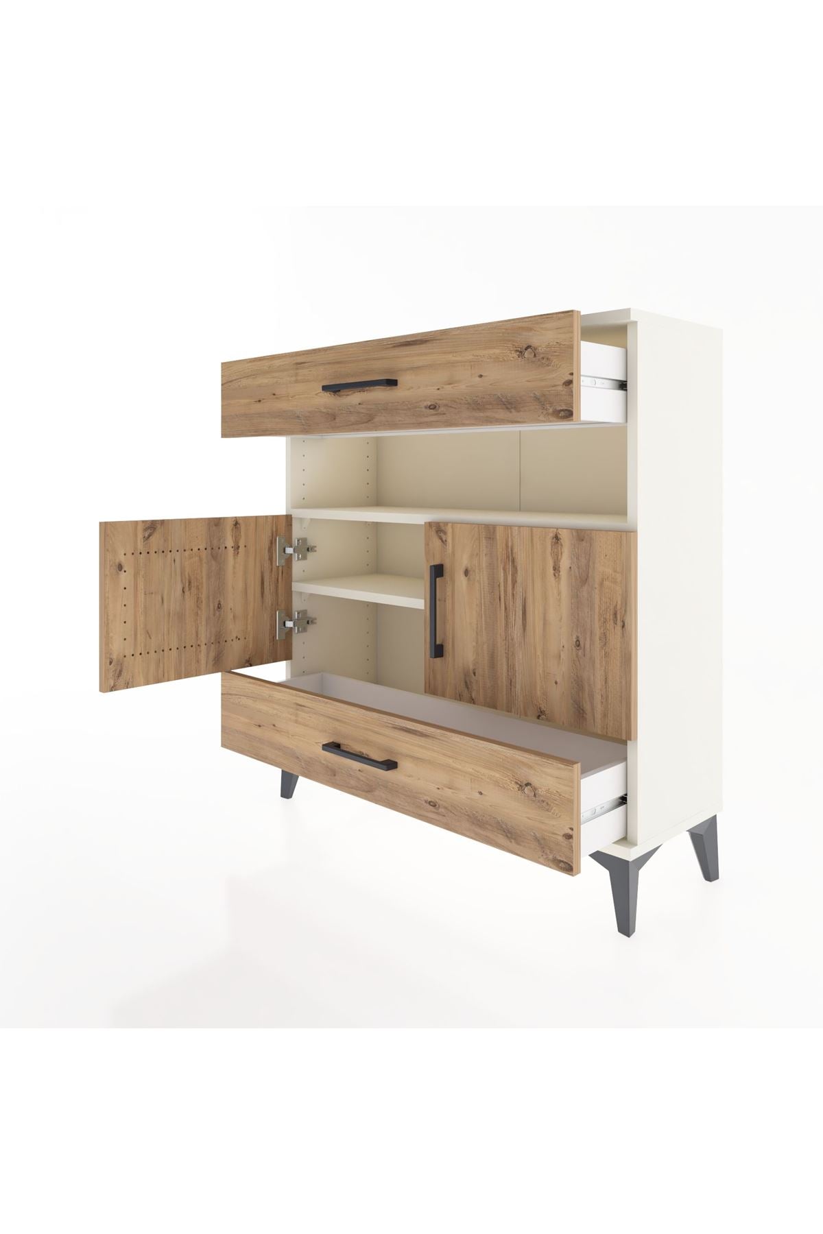 Arges Şifonyer 3 Raflı 2 Çekmeceli 2 Kapaklı 88x30x96 - S04M047V3A