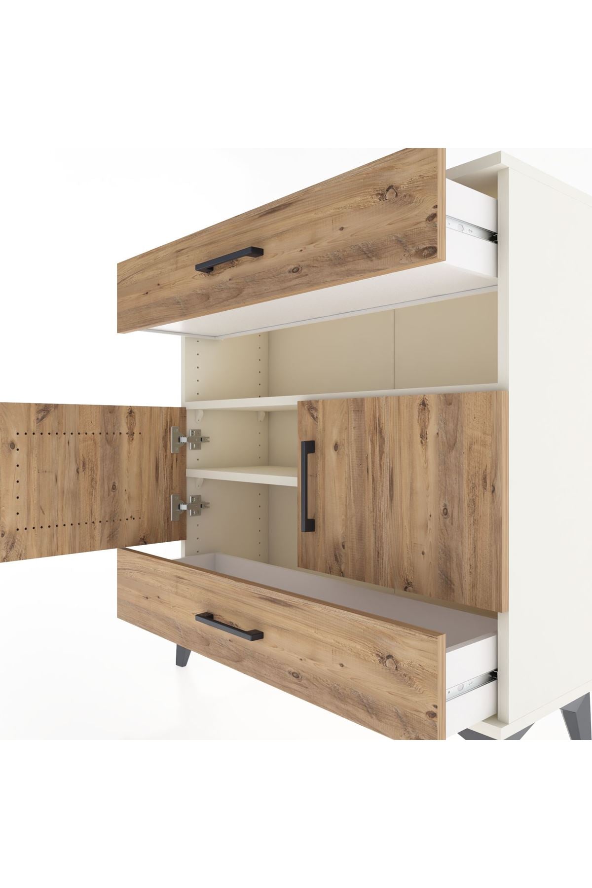 Arges Şifonyer 3 Raflı 2 Çekmeceli 2 Kapaklı 88x30x96 - S04M047V3A