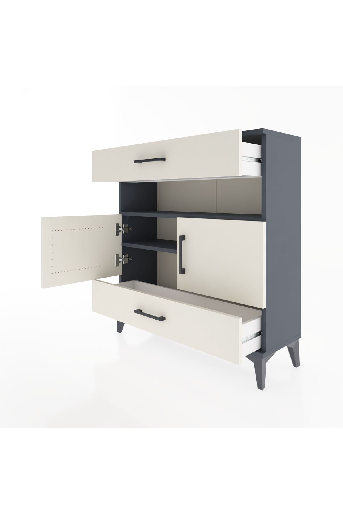 Arges Şifonyer 3 Raflı 2 Çekmeceli 2 Kapaklı 88x30x96 - S04M047V4A