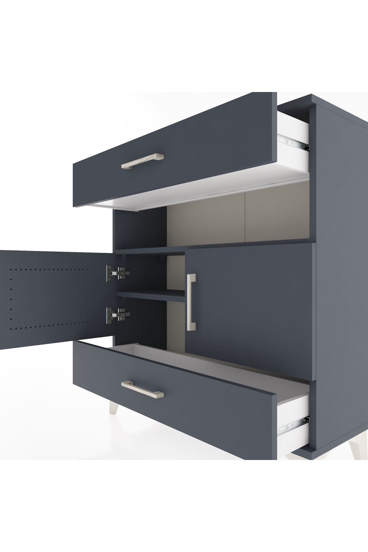 Arges Şifonyer 3 Raflı 2 Çekmeceli 2 Kapaklı 88x30x96 - S04M047V5A