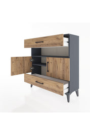 Arges Şifonyer 3 Raflı 2 Çekmeceli 2 Kapaklı 88x30x96 - S04M047V6A