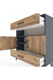 Arges Şifonyer 3 Raflı 2 Çekmeceli 2 Kapaklı 88x30x96 - S04M047V6A