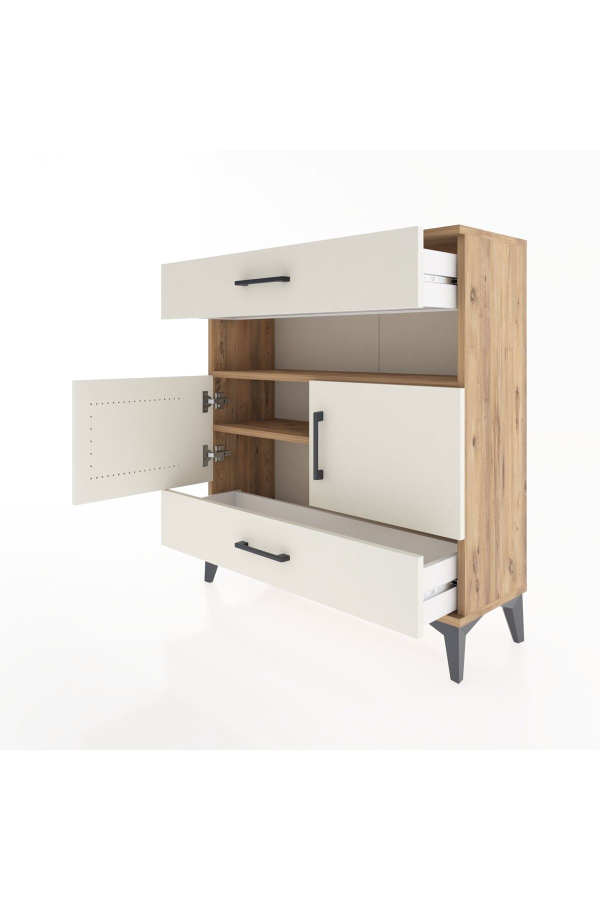 Arges Şifonyer 3 Raflı 2 Çekmeceli 2 Kapaklı 88x30x96 - S04M047V7A