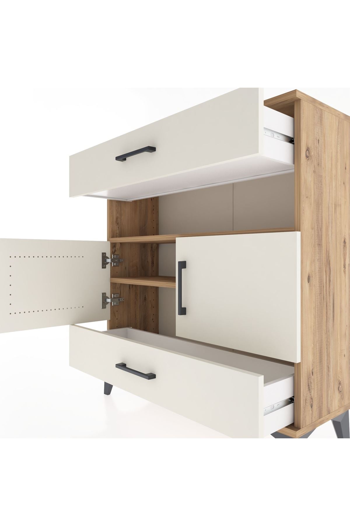 Arges Şifonyer 3 Raflı 2 Çekmeceli 2 Kapaklı 88x30x96 - S04M047V7A