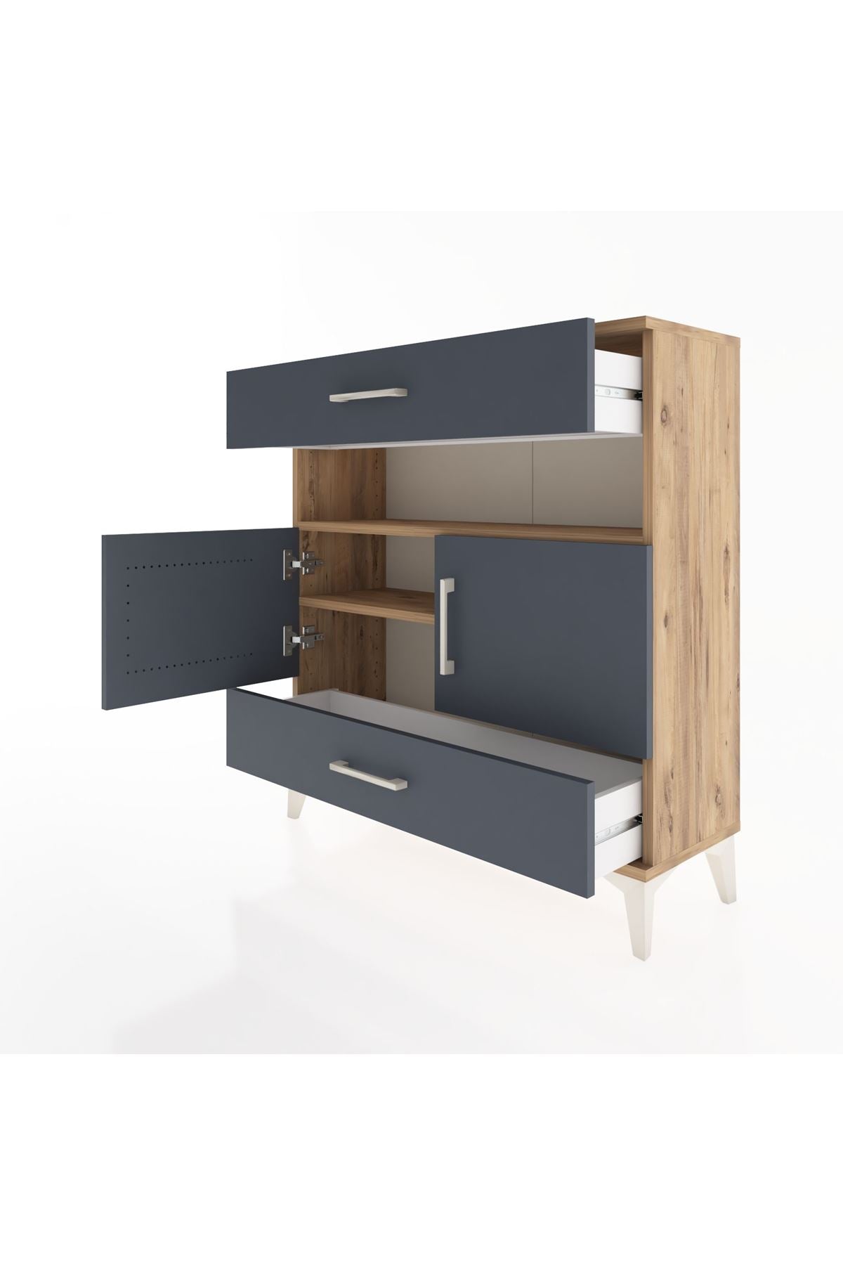 Arges Şifonyer 3 Raflı 2 Çekmeceli 2 Kapaklı 88x30x96 - S04M047V8A