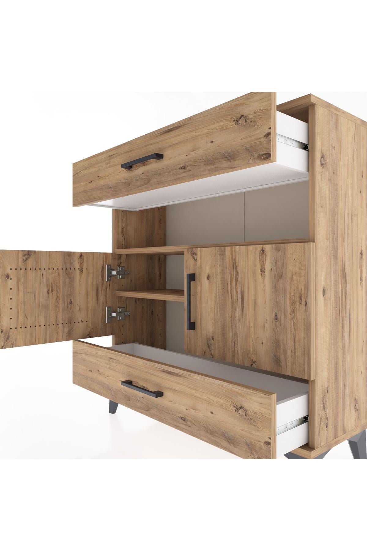 Arges Şifonyer 3 Raflı 2 Çekmeceli 2 Kapaklı 88x30x96 - S04M047V9A